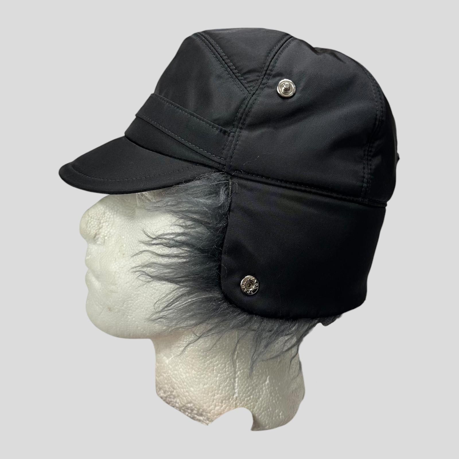 Prada Prada Milano FW19 Mohair Triangle Logo Nylon Trapper Hat S/M Size ONE SIZE - 5 Thumbnail