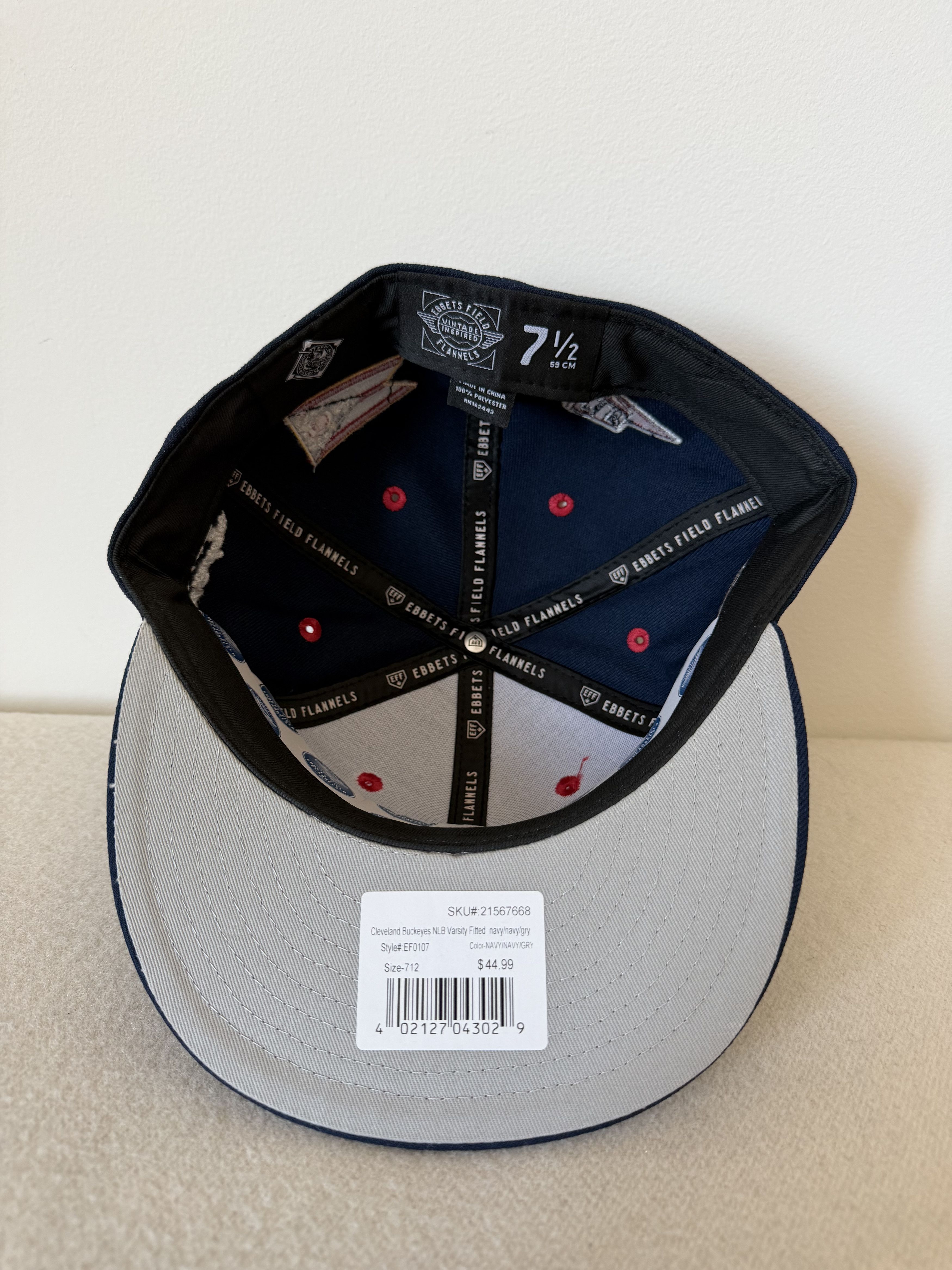 Ebbets Field Flannels 7 1/2 Ebbets Field Flannels Cleveland Buckeys Fitted Hat Size ONE SIZE - 5 Thumbnail