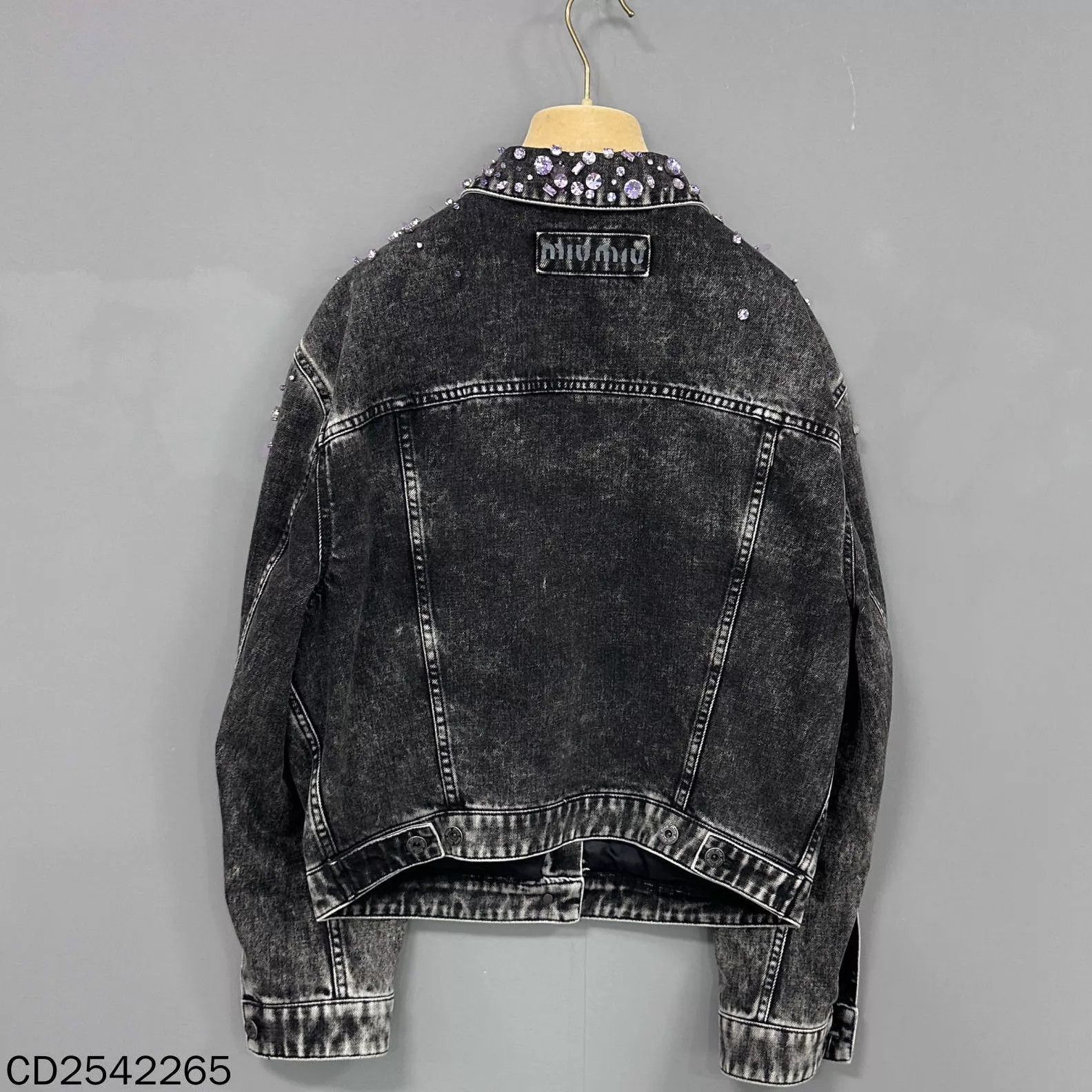 Miu Miu MIU MIU Black Crystal-Embellished Denim Jacket 40 Size S / US 4 / IT 40 - 3 Thumbnail