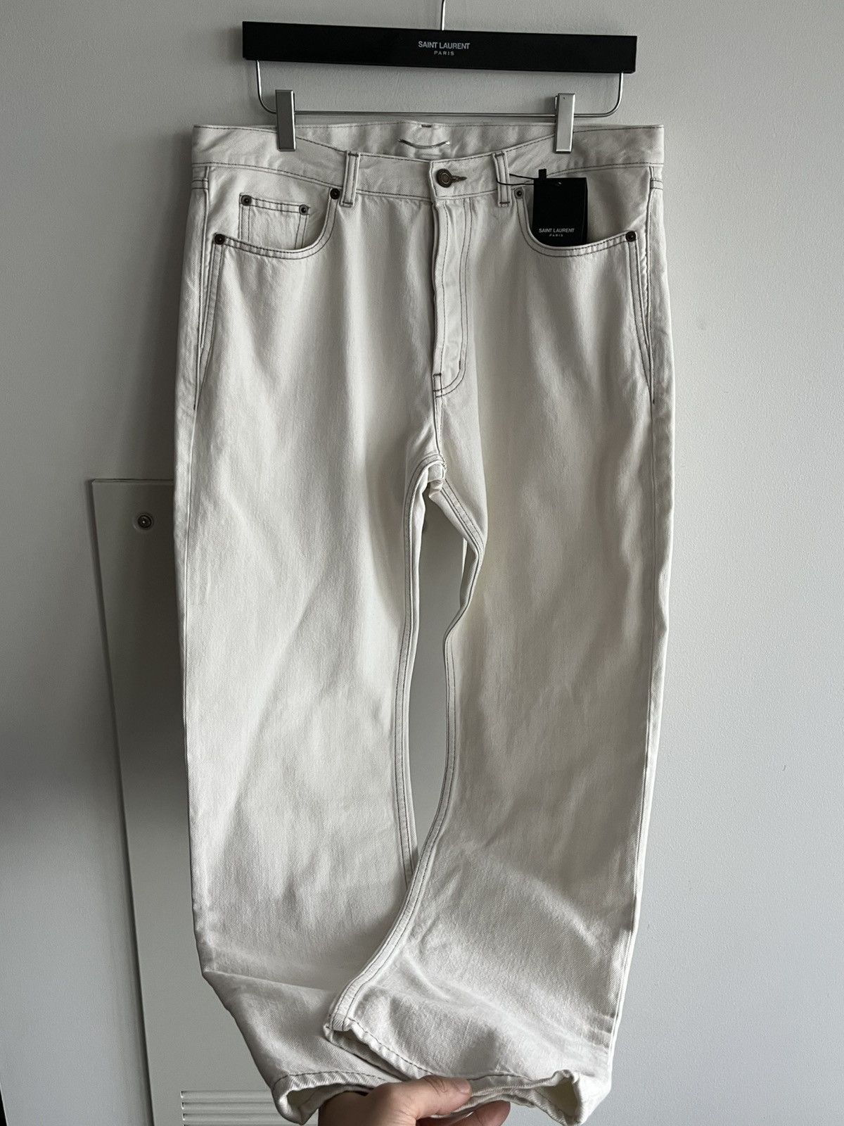 Hedi Slimane × Saint Laurent Paris × Yves Saint Laurent Super Runway Saint Laurent D31 Denim Jeans Brand New Size US 33 - 3 Thumbnail