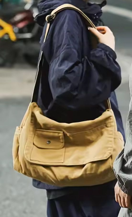 Japanese Brand Workwear School Canvas Shoulder Bag Large Messenger Bag Size ONE SIZE - 1 Thumbnail