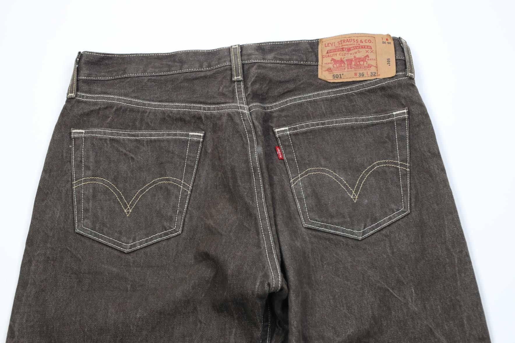 Levi's Vintage Y2K Levis 501xx Fly Regular Straight Leg Jeans Brown Size US 36 / EU 52 - 10 Thumbnail