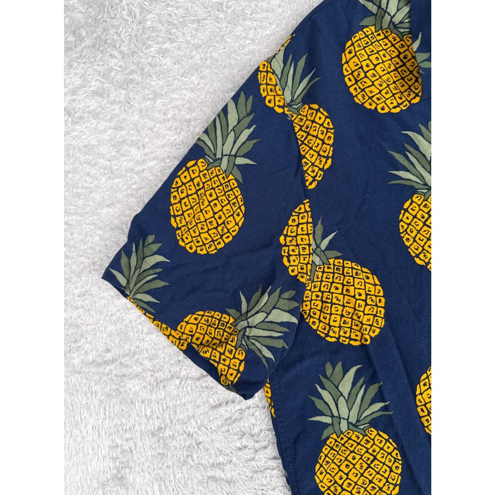Banana Republic Banana Republic Shirt Men Medium Blue Pineapple AOP Hawaiian Button 100% Rayon Size US M / EU 48-50 / 2 - 3 Thumbnail