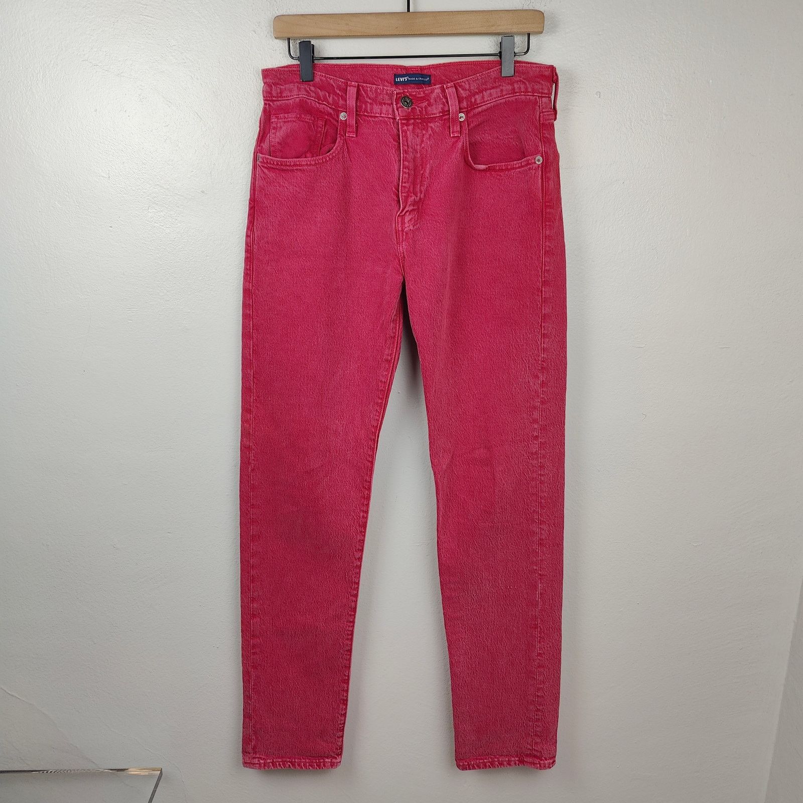 Levi's Levi's Made and Crafted 502 Jeans Mens 30x34 Red Pink Pink Size US 30 / EU 46 - 1 Thumbnail