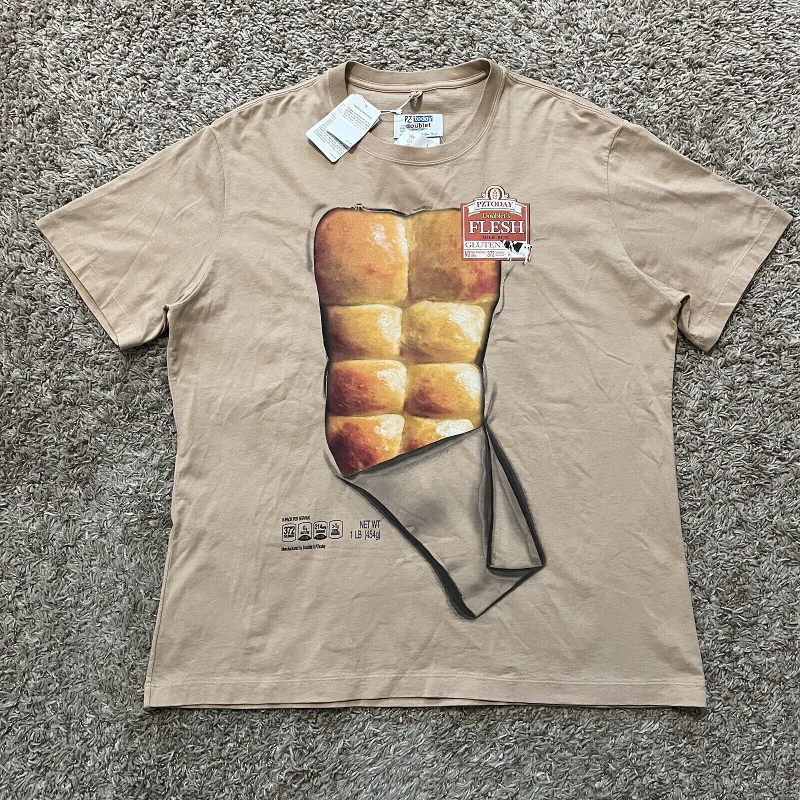 Doublet NEW PZ Today Japan Bread Printed Abs 120/226 Tee Shirt 