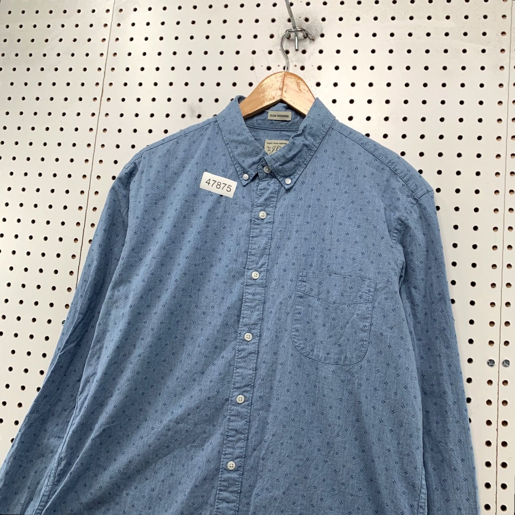 J.Crew J.CREW Button-Up Shirt Mens Large Blue Slim Untucked Secret Wash Short Stretch Blue Size US L / EU 52-54 / 3 - 7 Thumbnail