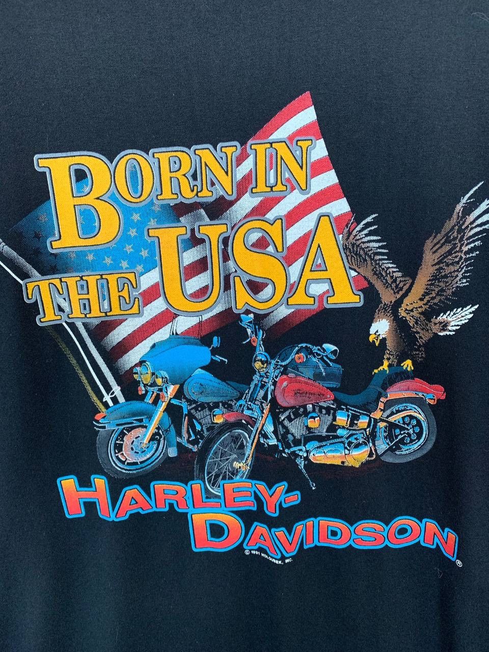 Harley Davidson × Vintage Vintage 1991 Harley Davidson Born In The USA Eagle T-shirt Size US XL / EU 56 / 4 - 3 Thumbnail