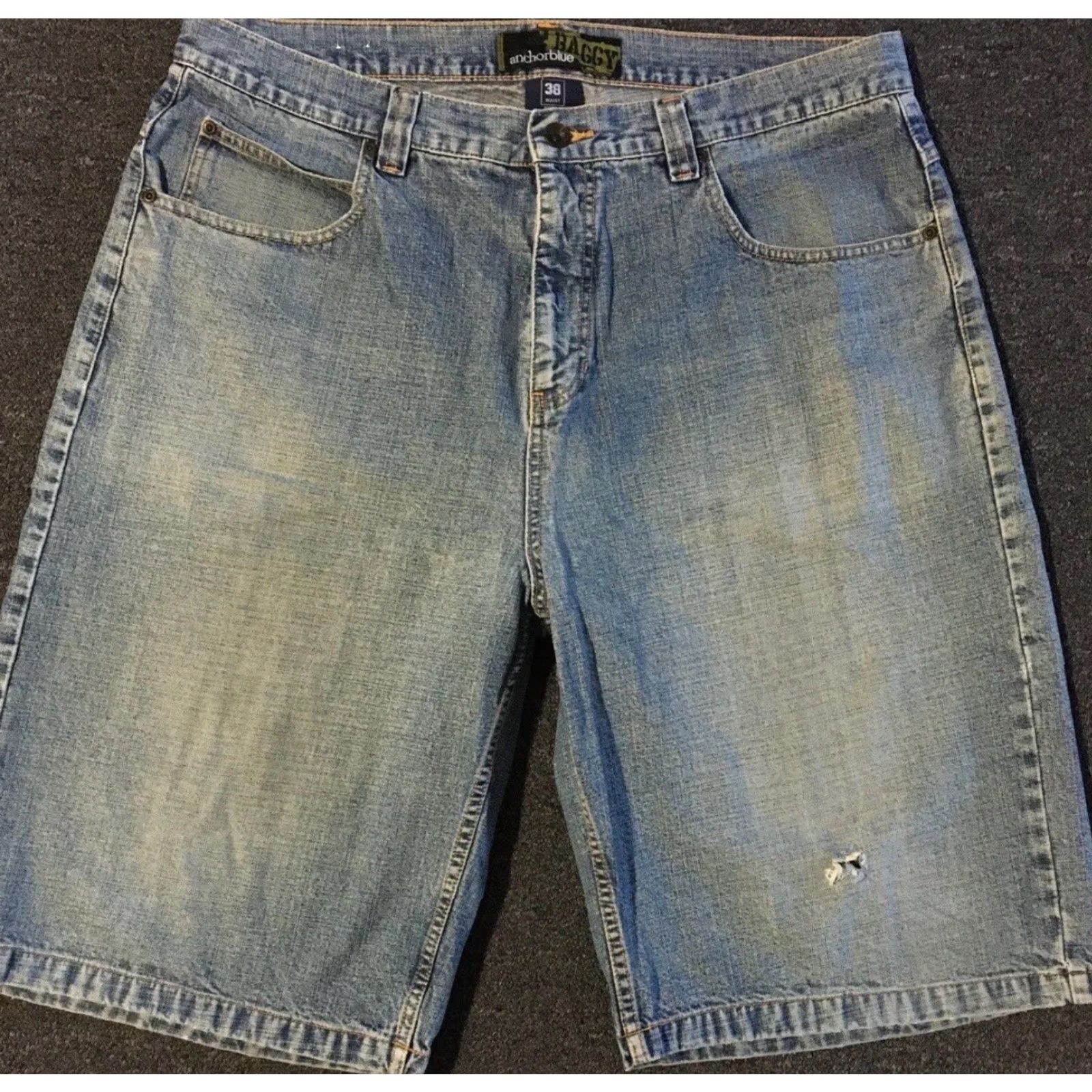 JNCO VINTAGE Anchor Blue Baggy Jean Shorts 38 Distressed 90s Grunge Skate Jnco Denim Mens Blue Size US 38 / EU 54 - 2 Thumbnail