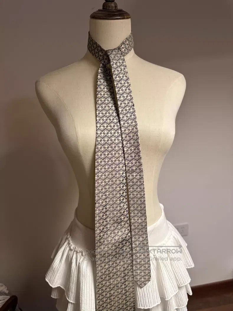 Vivienne Westwood Vivienne Westwood Light Gray Saturn Printed Tie Size ONE SIZE - 2 Thumbnail