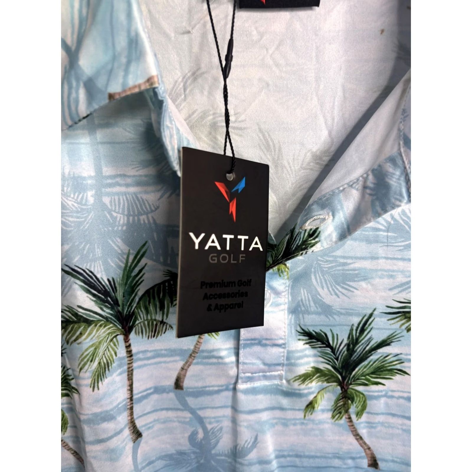 Vintage Yatta Golf Shirt Mens S Blue Palm Tree Hawaiian Polo Golf Tropical Performance Size US S / EU 44-46 / 1 - 3 Thumbnail