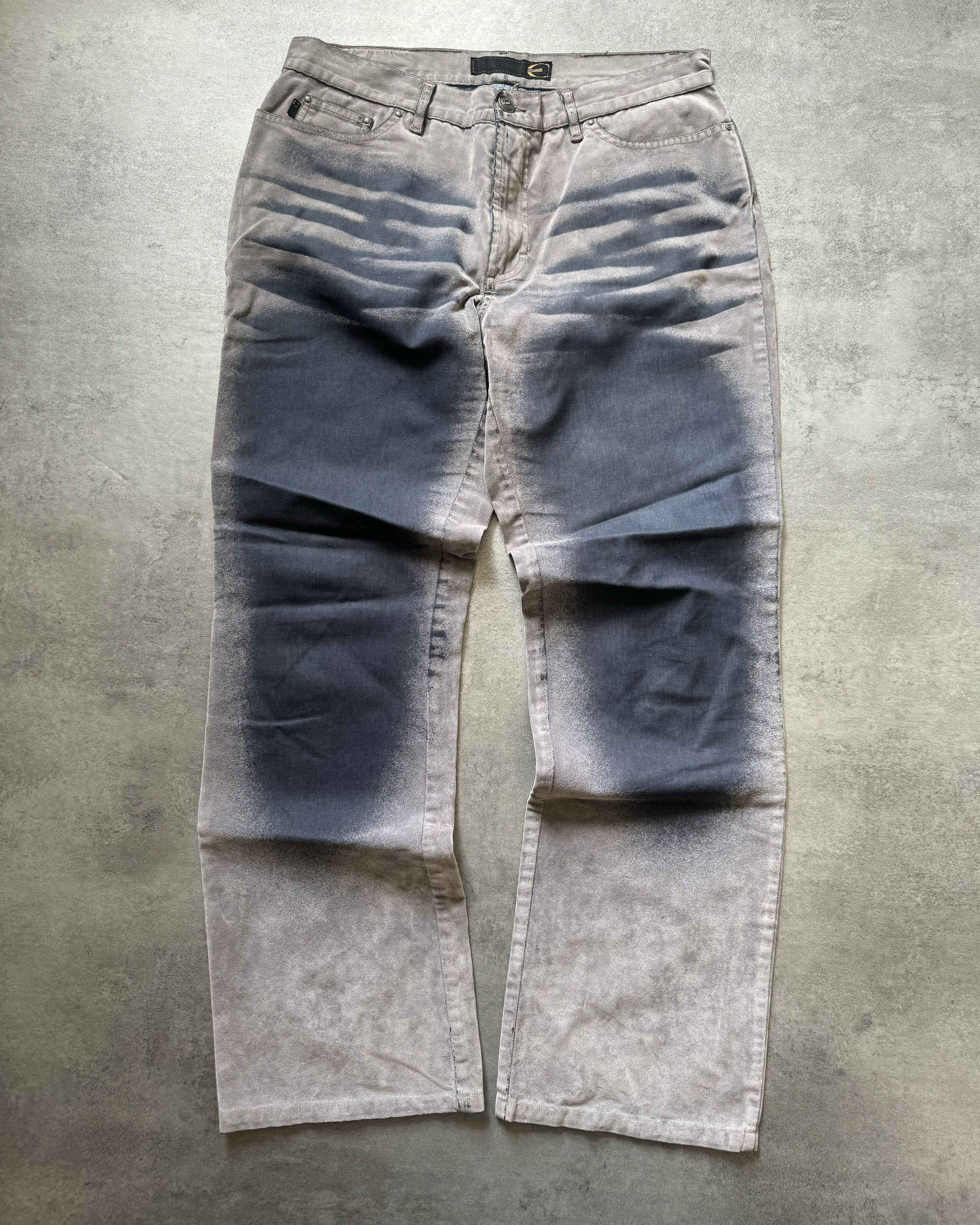 image of Archival Clothing x Just Cavalli 2000S Cavalli Painted Blur Pants in Grey, Men's (Size 30)