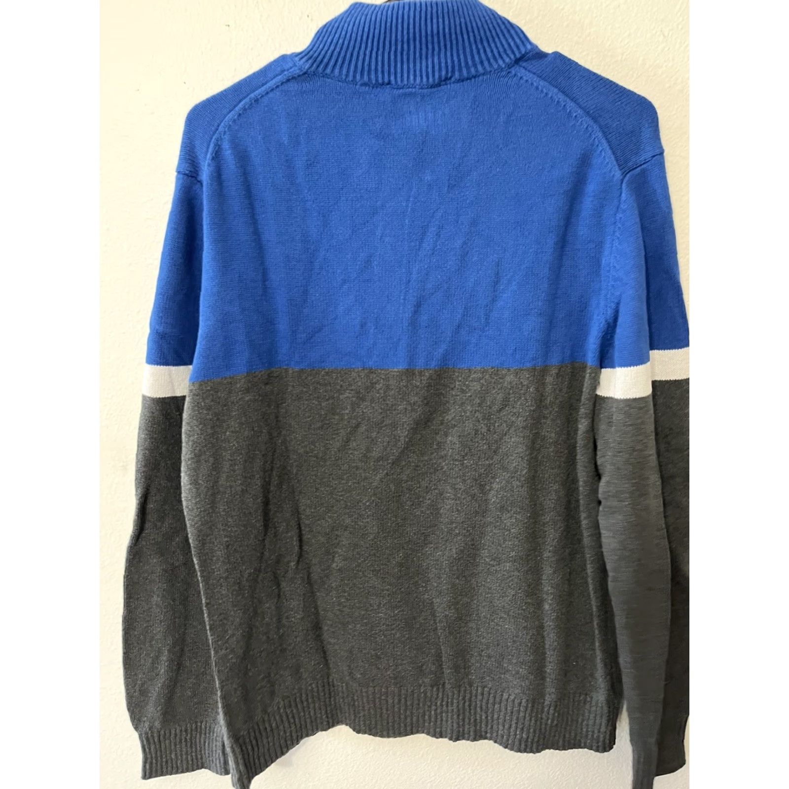 Express VINTAGE Express Mens Blue Gray 2-Tone Pullover Sweater 1/4 Button Collar XL Size US XL / EU 56 / 4 - 2 Thumbnail