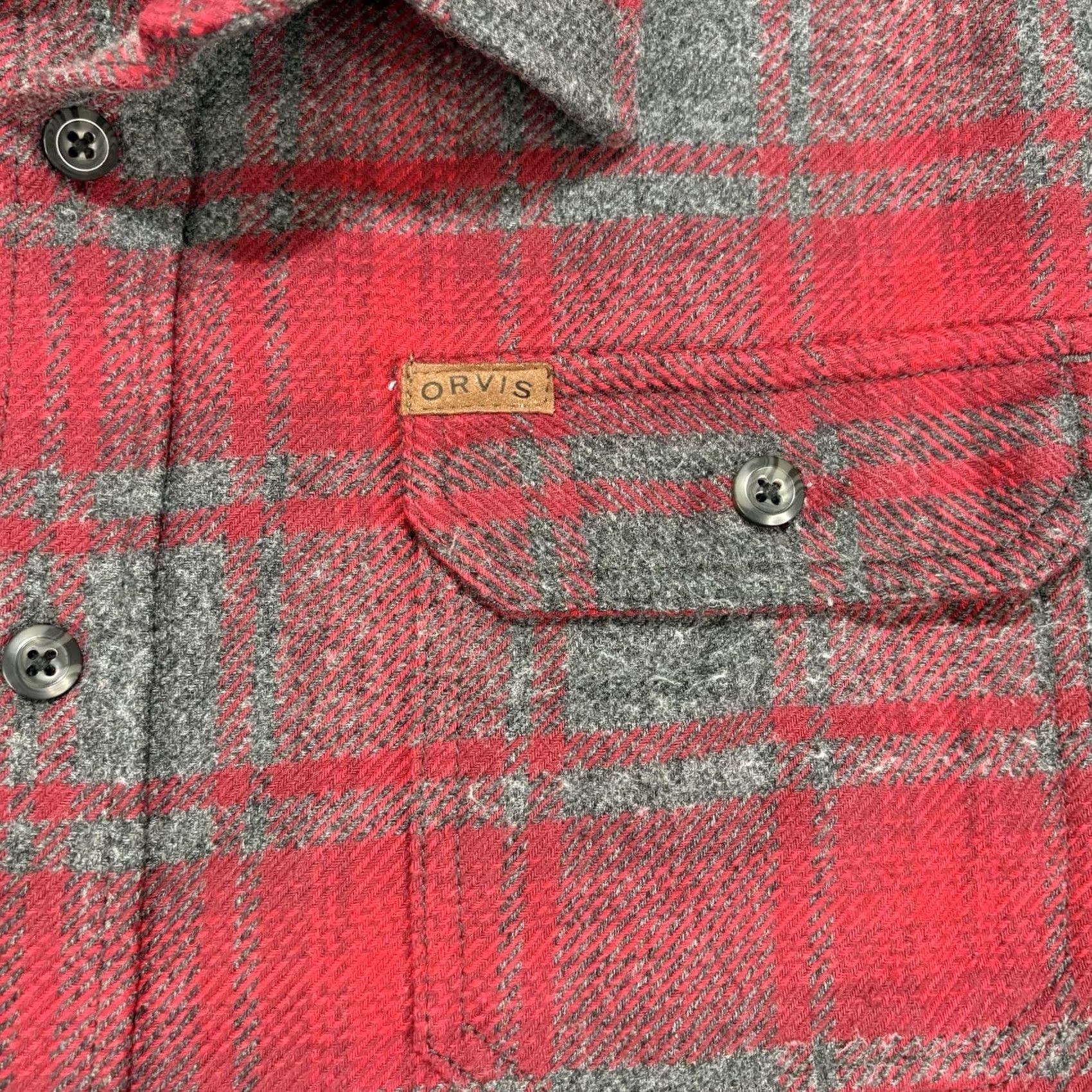 Orvis Orvis Shirt Jacket Mens 2XL Red Plaid Heavyweight Flannel Shacket Button-Up Cotton Western Size US XXL / EU 58 / 5 - 2 Thumbnail