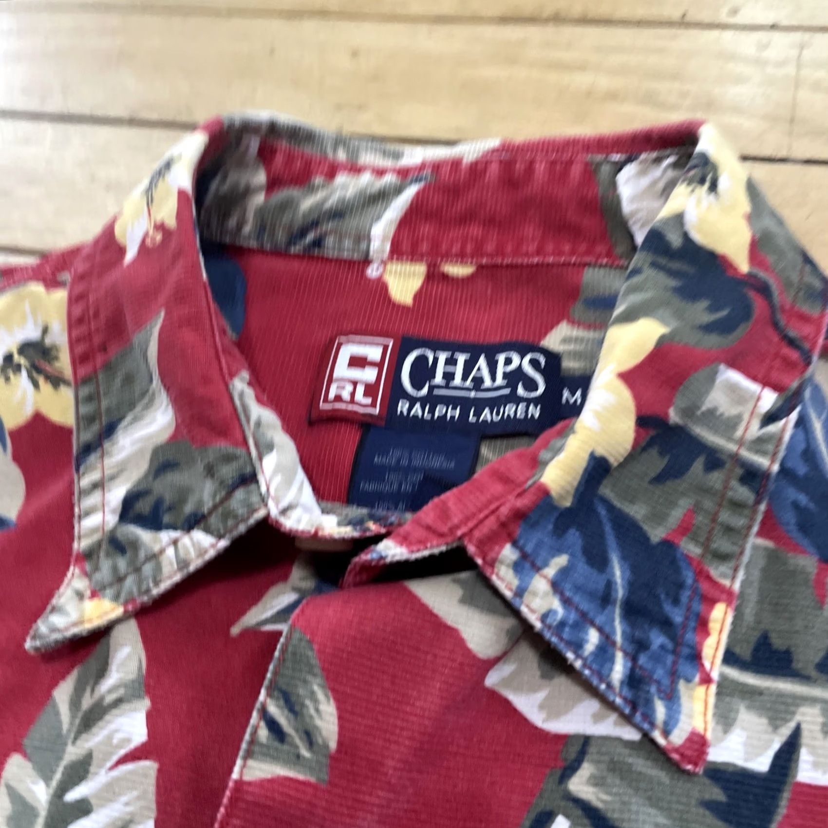 Ralph Lauren VINTAGE Chaps Ralph Lauren Hawaiian Shirt Men M Aloha Tropical Leaf ButtonUp Red Size US M / EU 48-50 / 2 - 4 Thumbnail