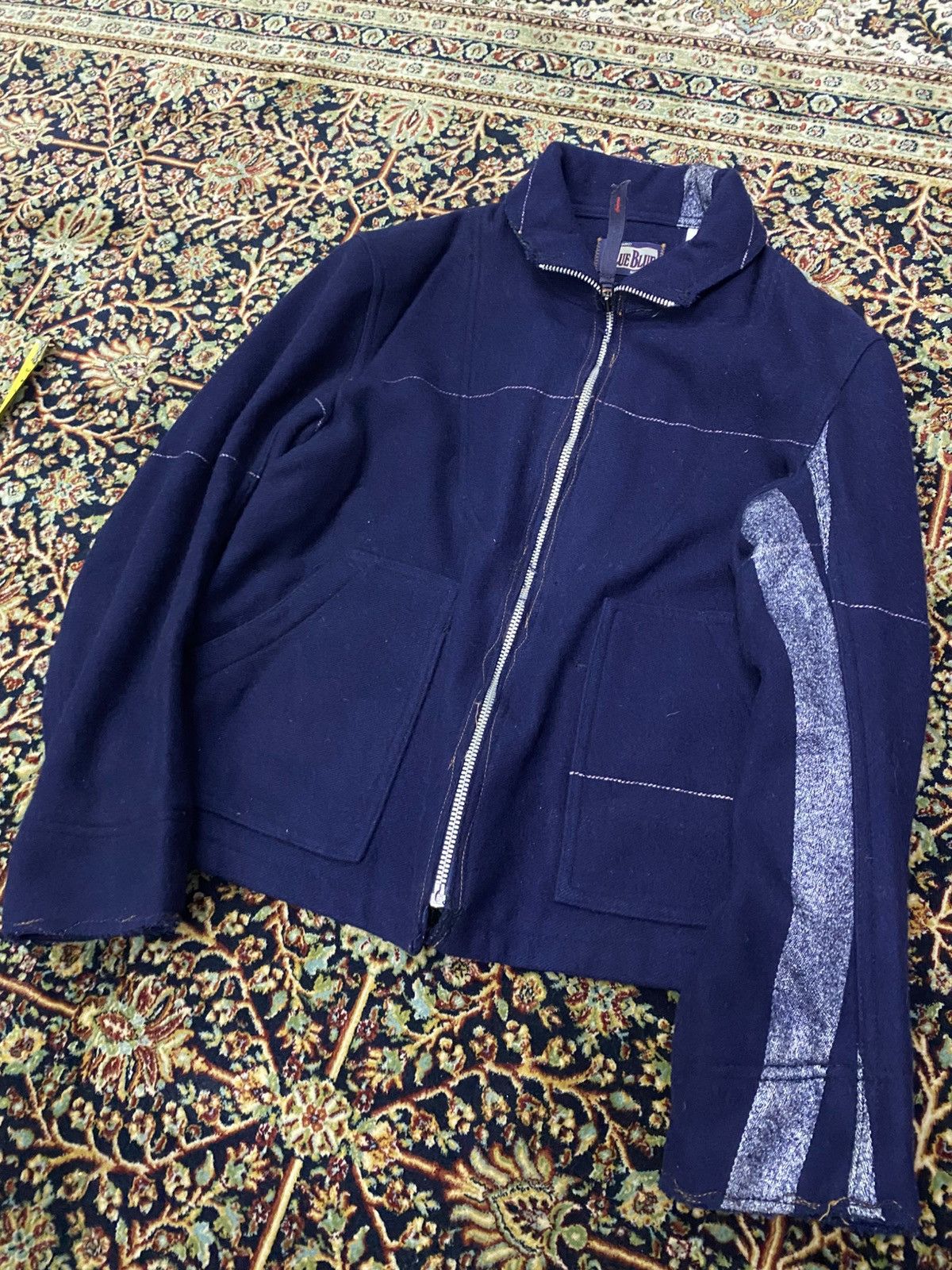 Blue Blue Japan × Indigo × Kapital Blue Blue Raw Seams Salvedge Wool Biker Jacket Size US XS / EU 42 / 0 - 1 Thumbnail