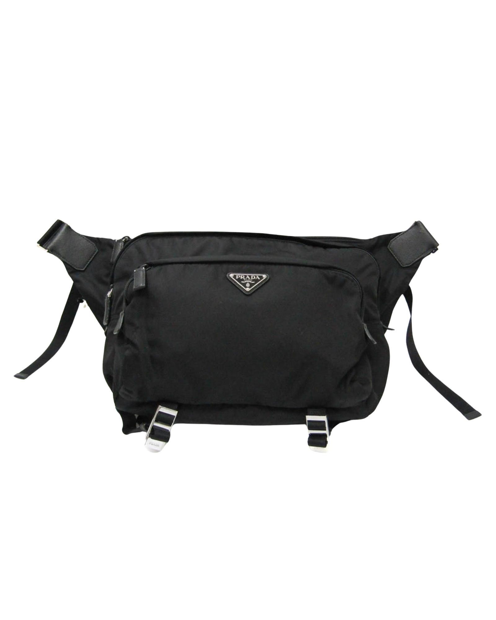 image of Prada Black Synthetic Tessuto Bag, Men's