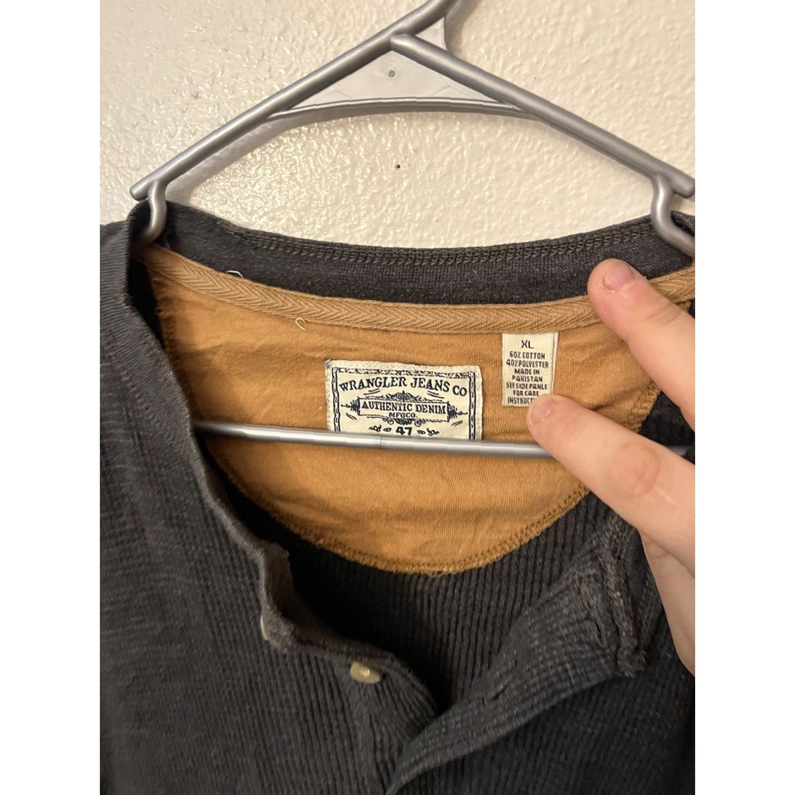 Wrangler Wrangler Jeans 47 Mens Waffle Knit Henley Shirt XL Gray Thermal T-Shirt Size US XL / EU 56 / 4 - 3 Thumbnail