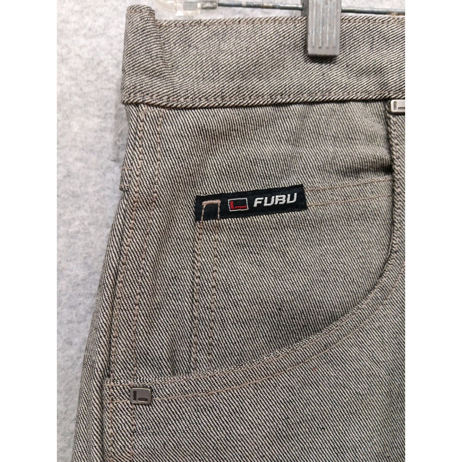 Fubu VINTAGE FUBU Jeans Denim Inside Out Reversed Loose Fit 38x34 Mens Charcoal Black Gray Logo 90s Size US 38 / EU 54 - 3 Thumbnail