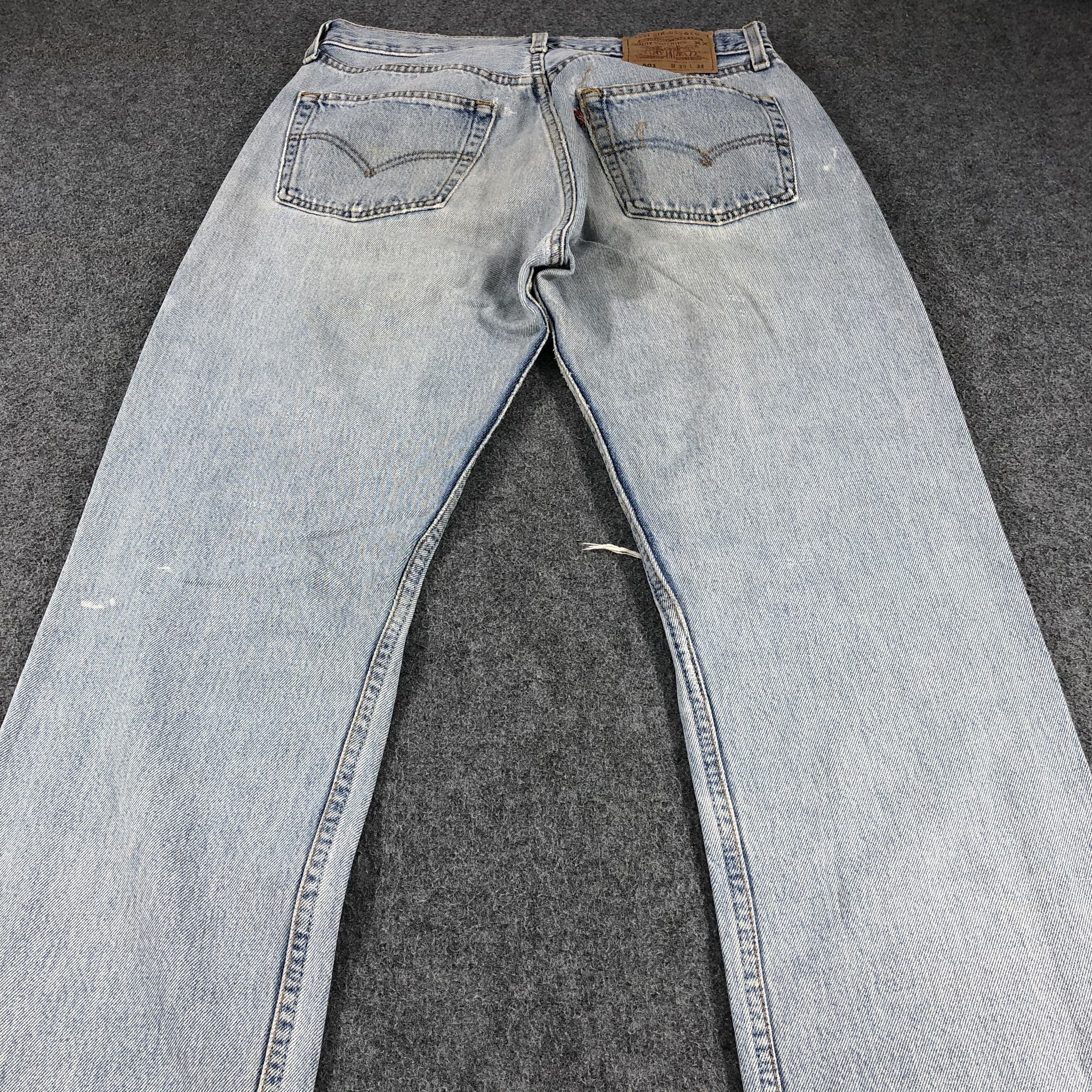 Levi's Vintage 90s Light Wash Distress Levis 501 Jeans-JM843 Size US 30 / EU 46 - 4 Thumbnail