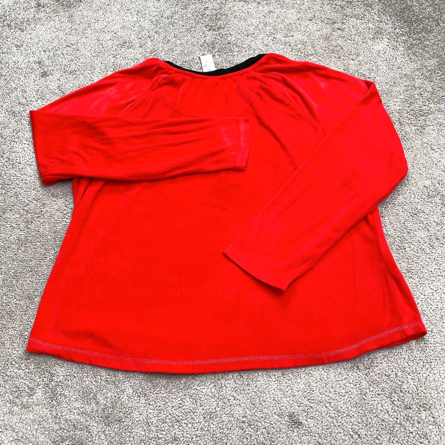 Disney Disney Mickey Mouse Sleepwear Shirt Women XL Red Henley Long Sleeve Pajama Top Size XL / US 12-14 / IT 48-50 - 2 Thumbnail