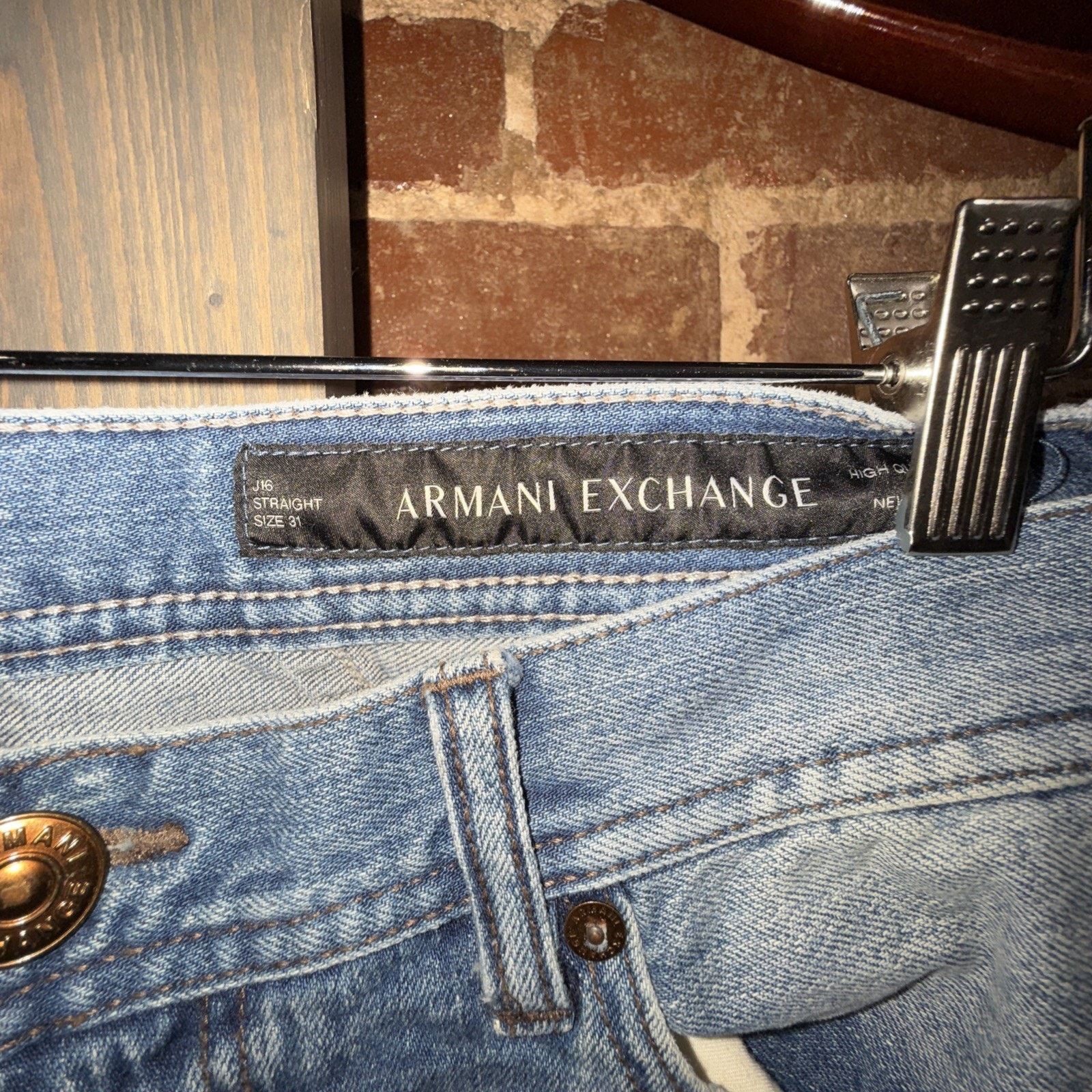 Armani Exchange Armani Exchange Men's J16 Sz Straight Med Wash Jeans 33x31 Size US 31 - 4 Thumbnail