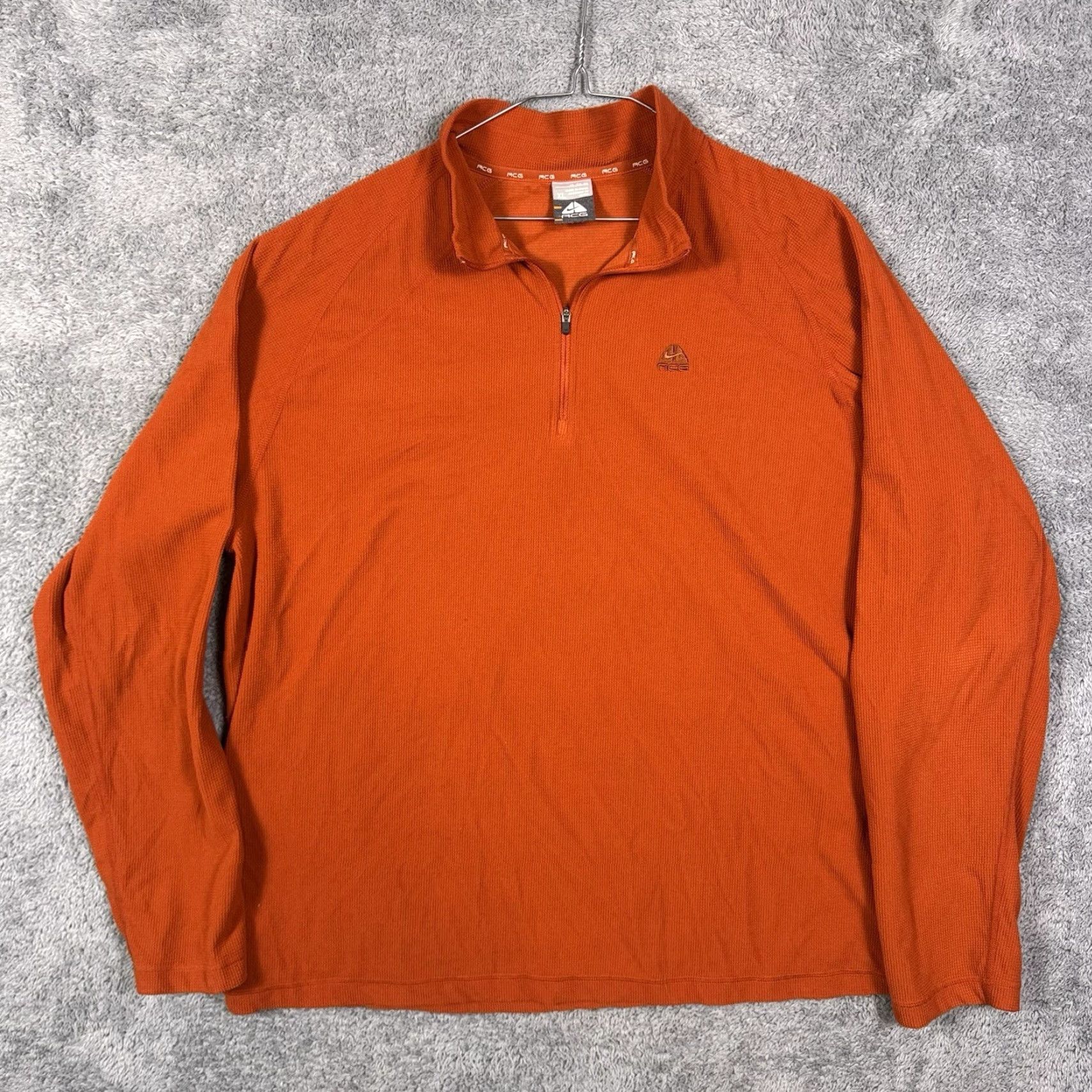 Nike ACG VINTAGE Nike ACG Jacket Mens XL Grid Fleece 1/4 Zip Orange 48 in Chest Long Sleeve Mid-Length 1/4 Zip Mens Jacket Vintage Y2K Pullover Sweatshirt Size US XL / EU 56 / 4 - 6 Thumbnail