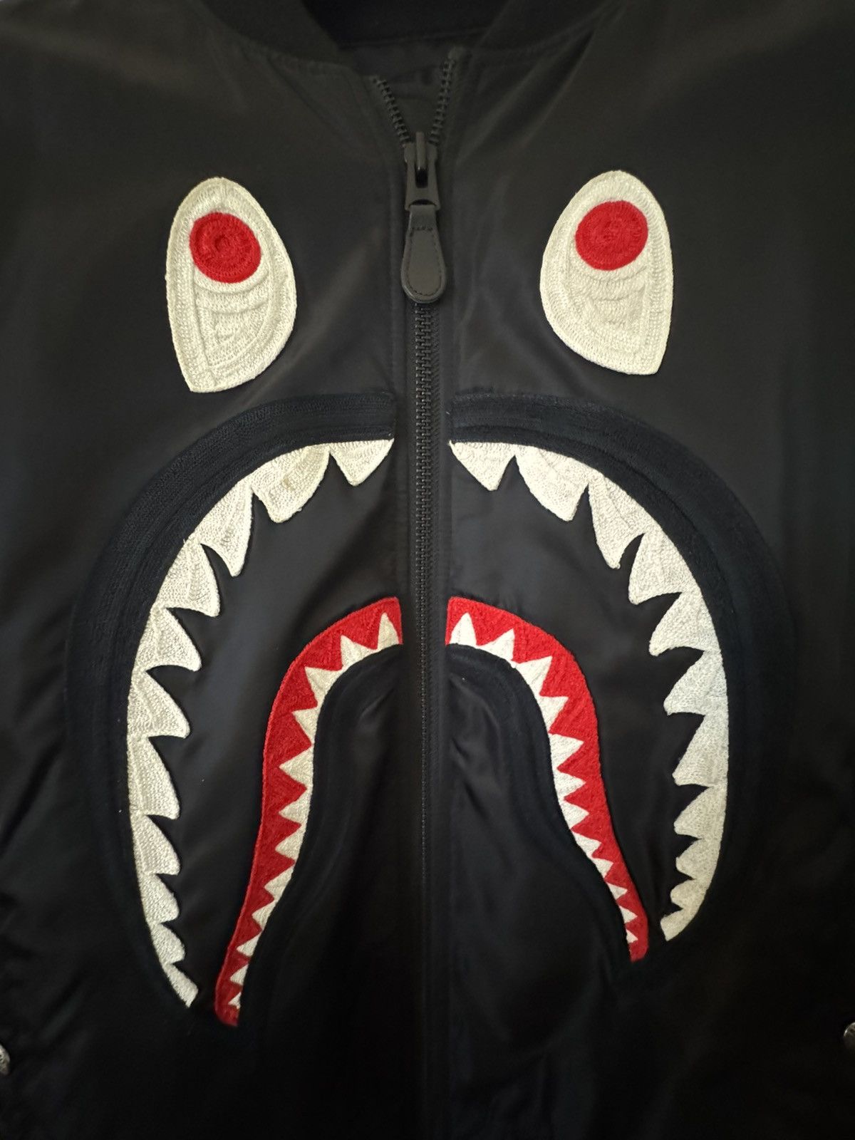 Bape Bape Shark MA-1 Bomber Jacket Black – Rare Size US L / EU 52-54 / 3 - 3 Thumbnail