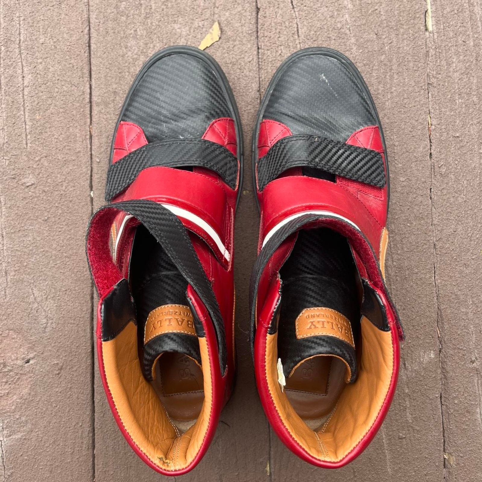 Bally Red and Black Bally Luxury Leather High Top Sneakers Size US 10 / EU 43 - 3 Thumbnail
