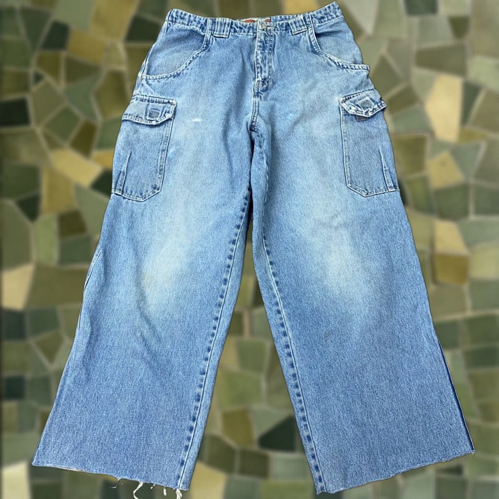 Kenneth Cole VINTAGE Kenneth Cole Cargo Jeans Men 34x29 Distressed Baggy Skate 90s Grunge Denim Size US 32 / EU 48 - 1 Thumbnail
