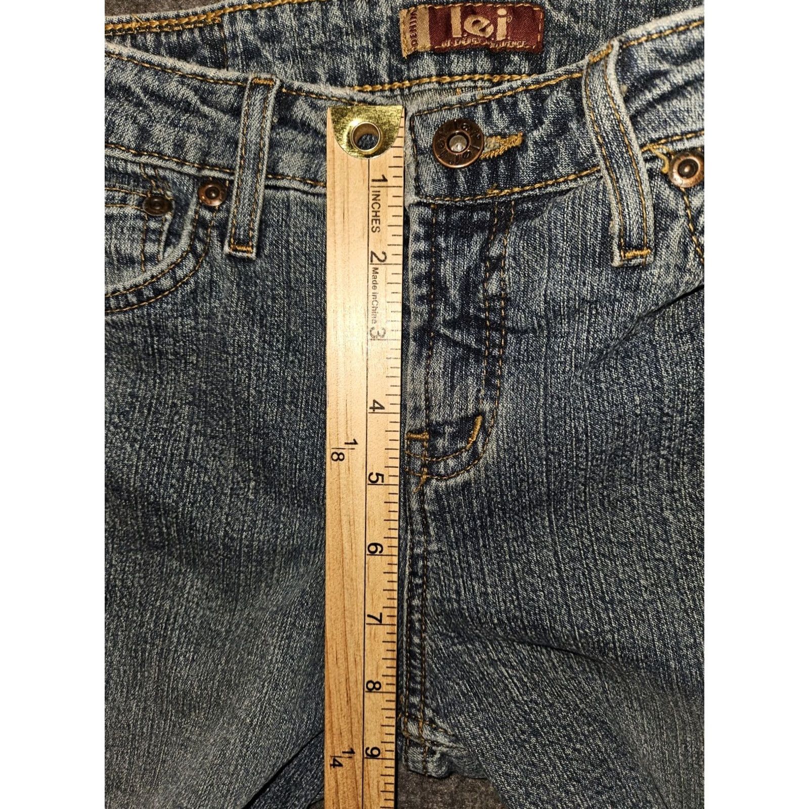 Vintage VINTAGE LEI Jeans Straight Juniors 7 Low Rise Blue Denim Logo 90s Y2K City Hipster Womens Size 28" / US 6 / IT 42 - 5 Thumbnail