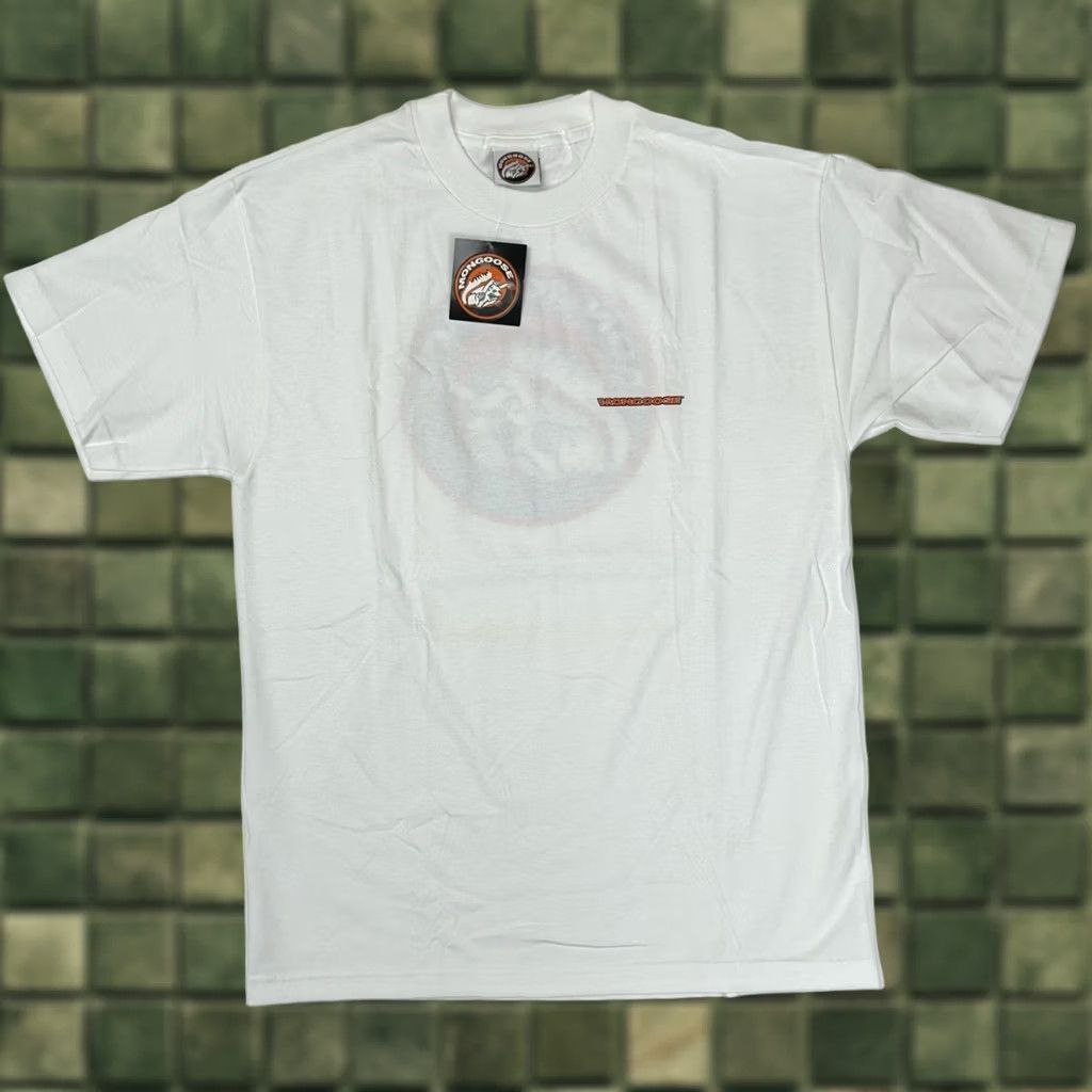 J Brand VINTAGE Mongoose BMX T-Shirt White Large Mens Short Sleeve Crew Neck 1999 90s Biker Mongoose BMX Graphic Print Clothing Shirt Size US L / EU 52-54 / 3 - 1 Thumbnail