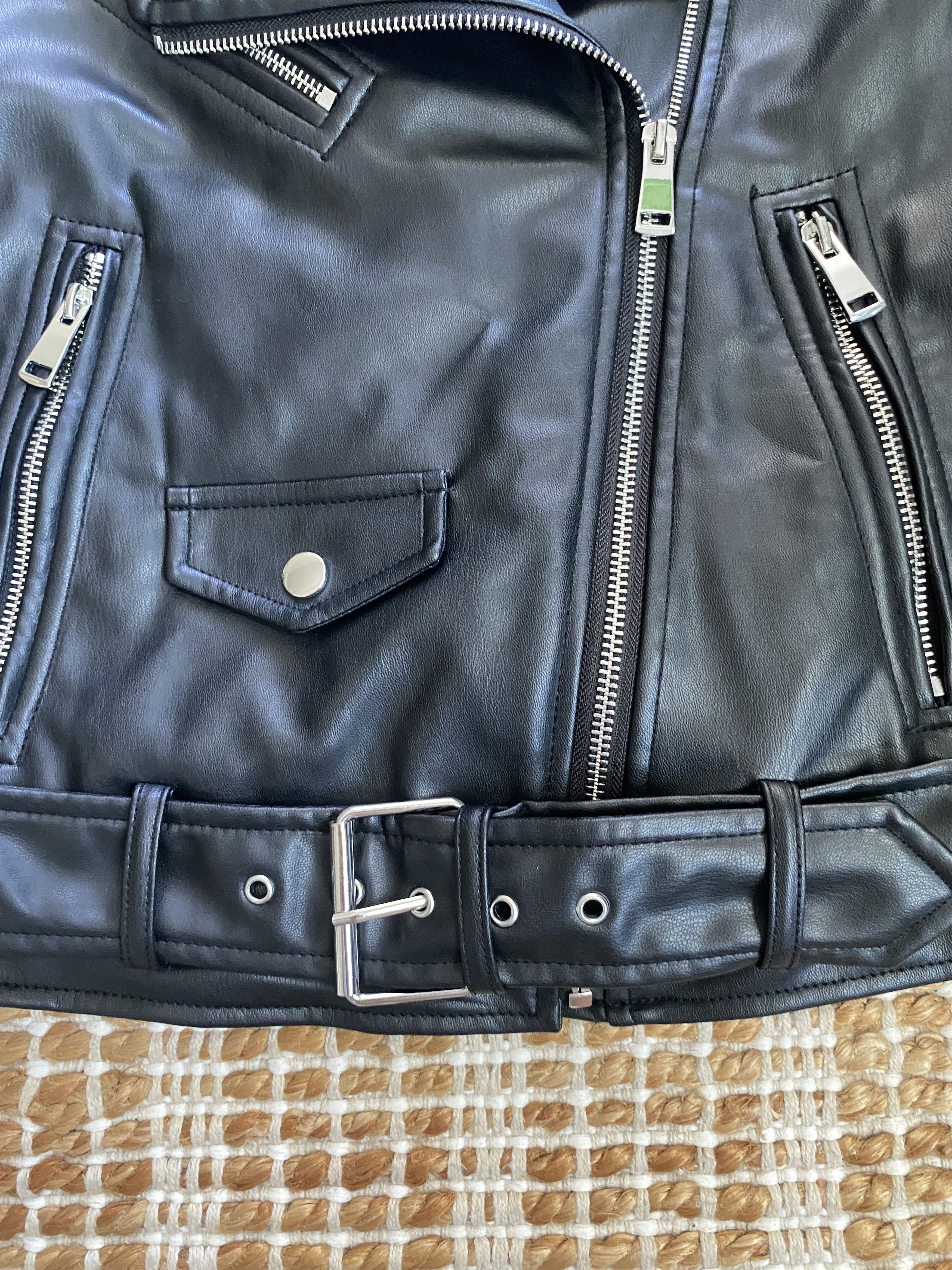 Zara Zara Faux Leather Biker Jacket – Black Size S / US 4 / IT 40 - 5 Thumbnail