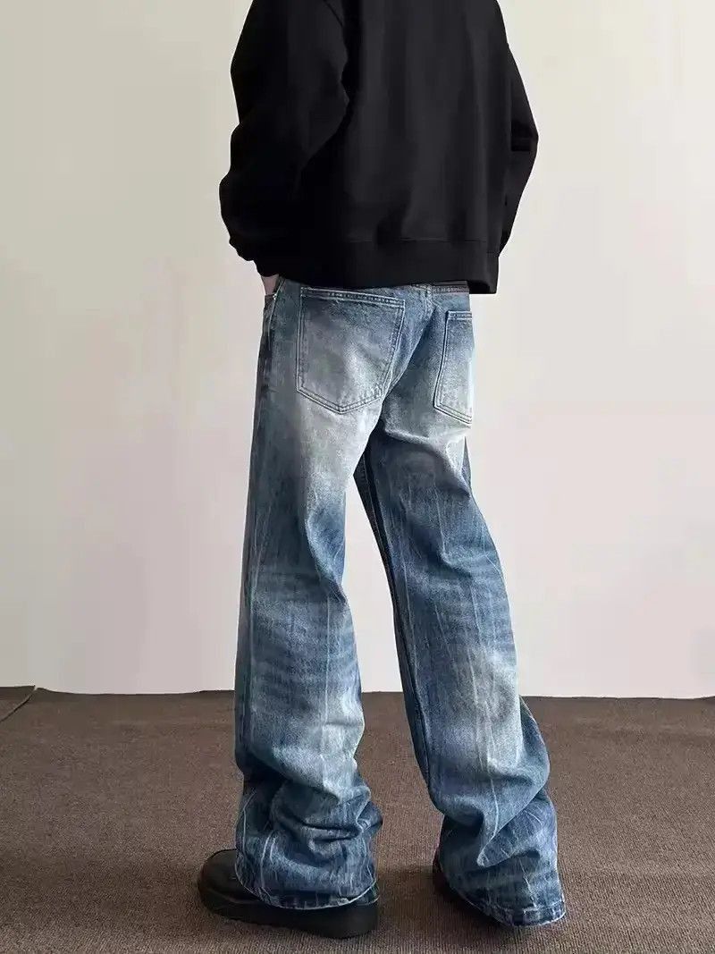 Japanese Brand Street distressed corrugated crease micro-flared jeans y2k Size US 32 / EU 48 - 2 Thumbnail