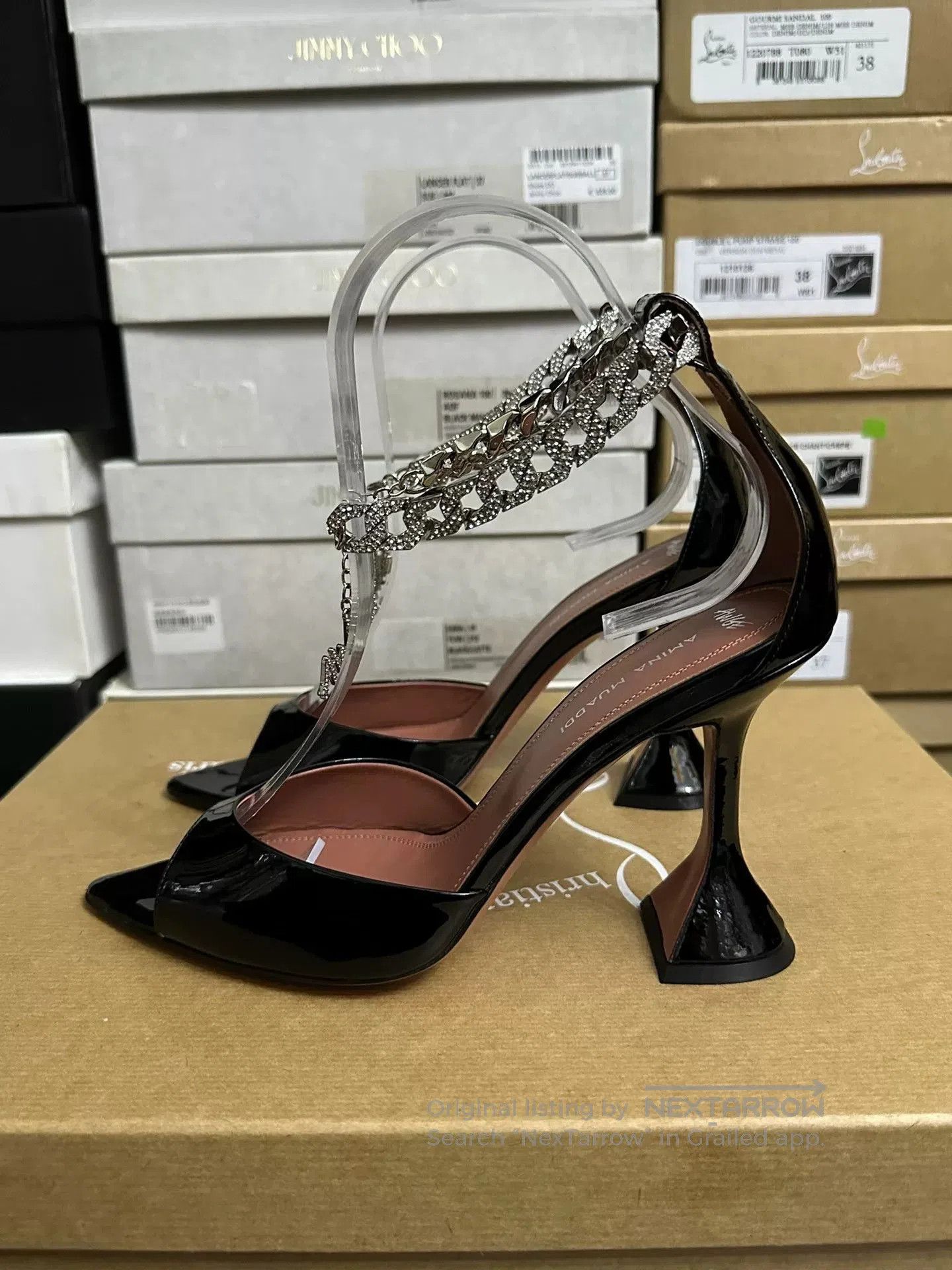 Other Amina Muaddi Black Chain High Heels. Size US 6 / IT 36 - 3 Thumbnail