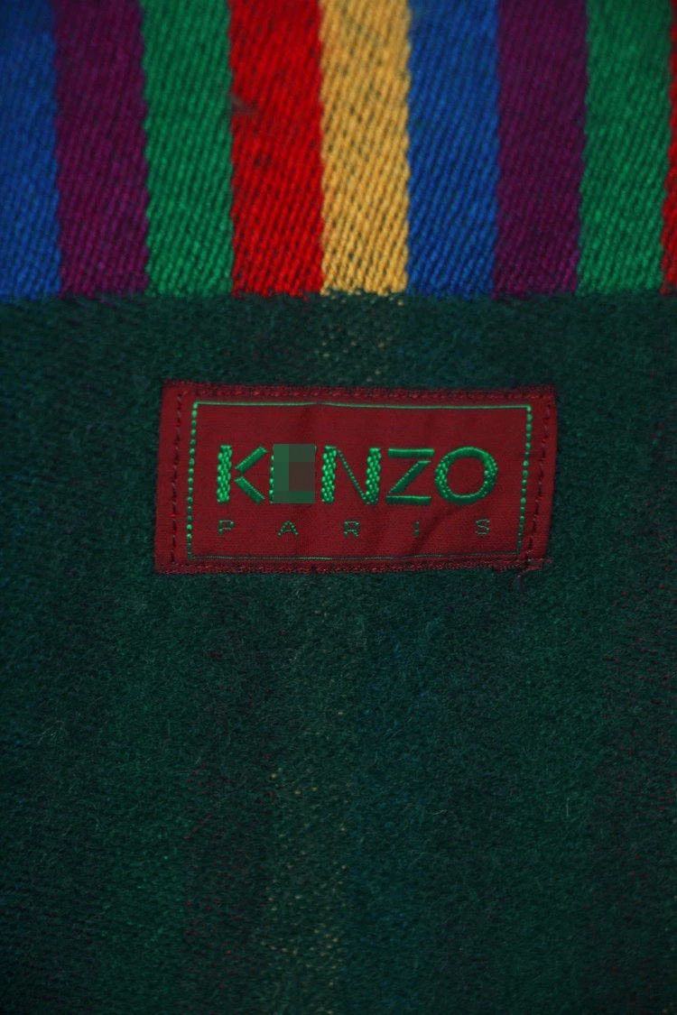 Kenzo KENZO Rainbow striped dark green wool scarf Size ONE SIZE - 8 Thumbnail