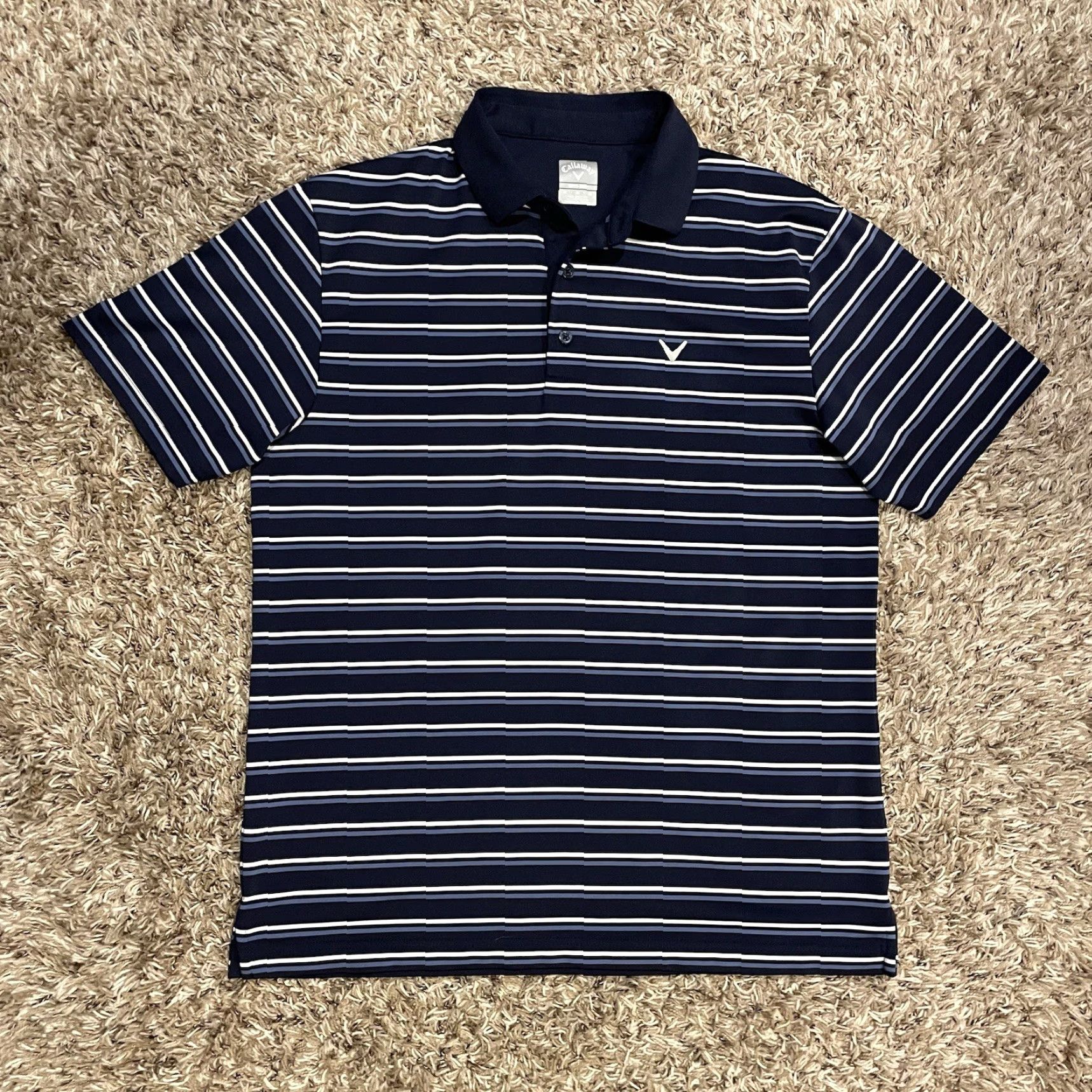 Callaway Callaway Polo Shirt Mens M Blue Striped Opti-Dri Stretch Short Sleeve Size US M / EU 48-50 / 2 - 2 Thumbnail