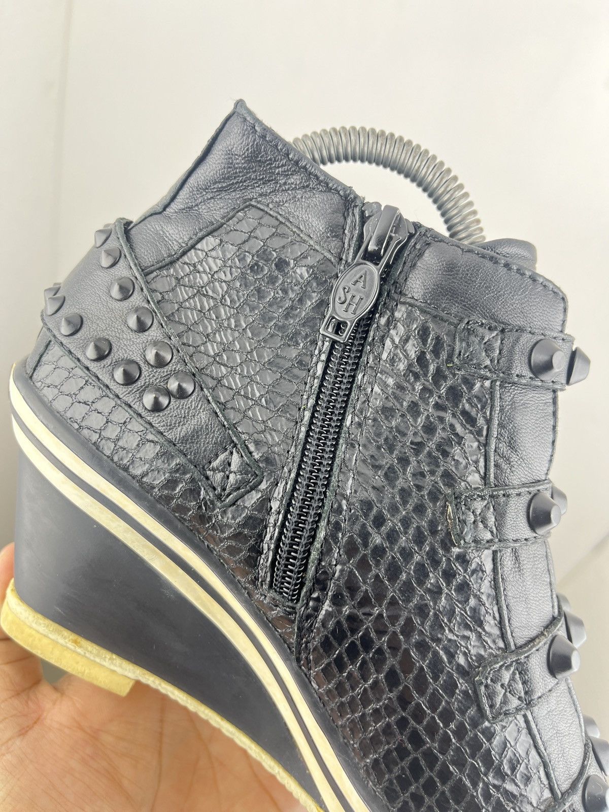 ASH Leather Buckle Zing Point Funky Gyaru Y2K Black Wedge Size US 8 / IT 38 - 8 Thumbnail