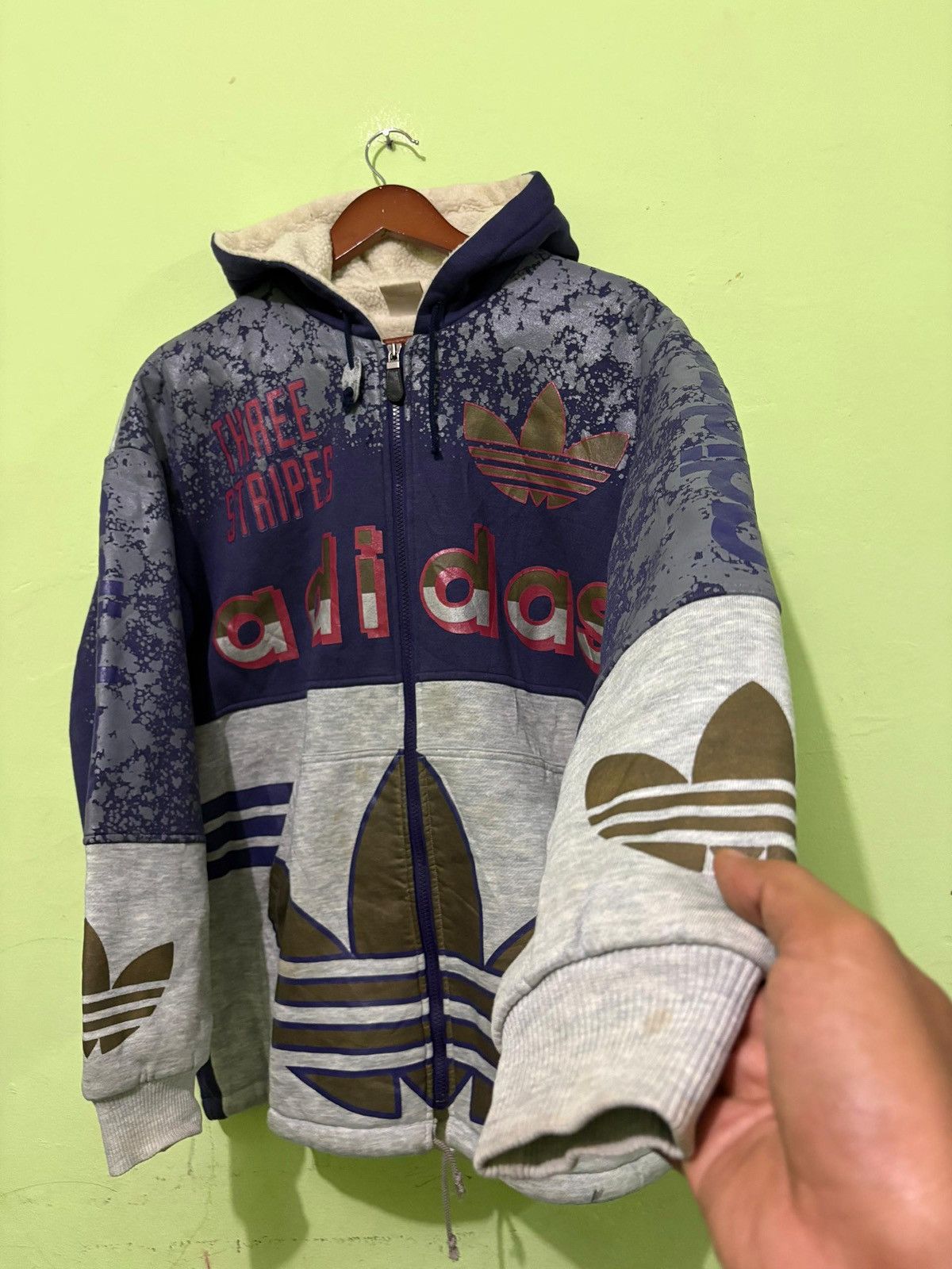 Adidas Vintage Adidas Zipper jacket With hoodies Big Logo Design Size US M / EU 48-50 / 2 - 2 Thumbnail