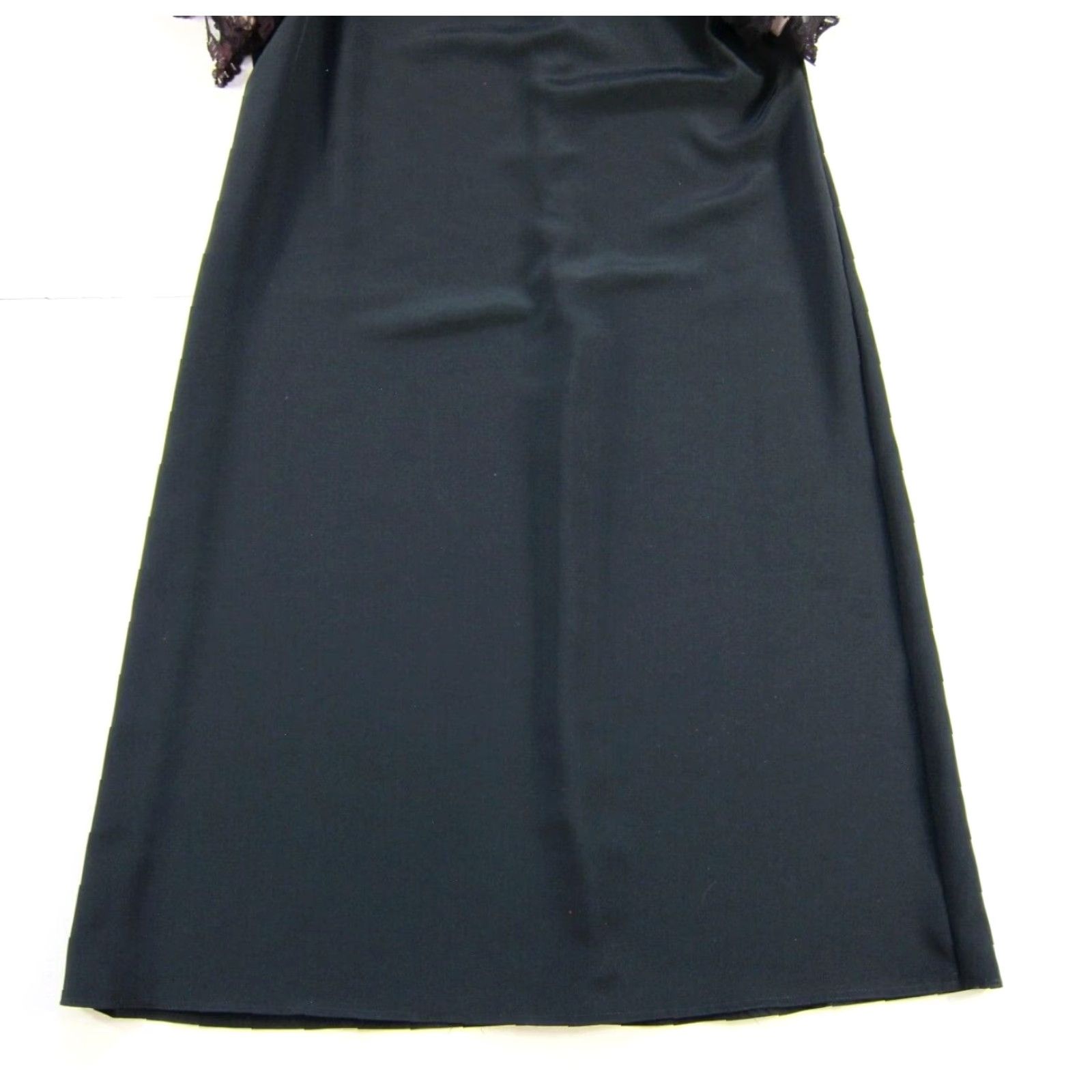 Vintage VINTAGE Black Silky Burgundy Lace Bow Short Sleeve Tunic Smock Dress Large Size 36" / US 14 / IT 50 - 7 Thumbnail