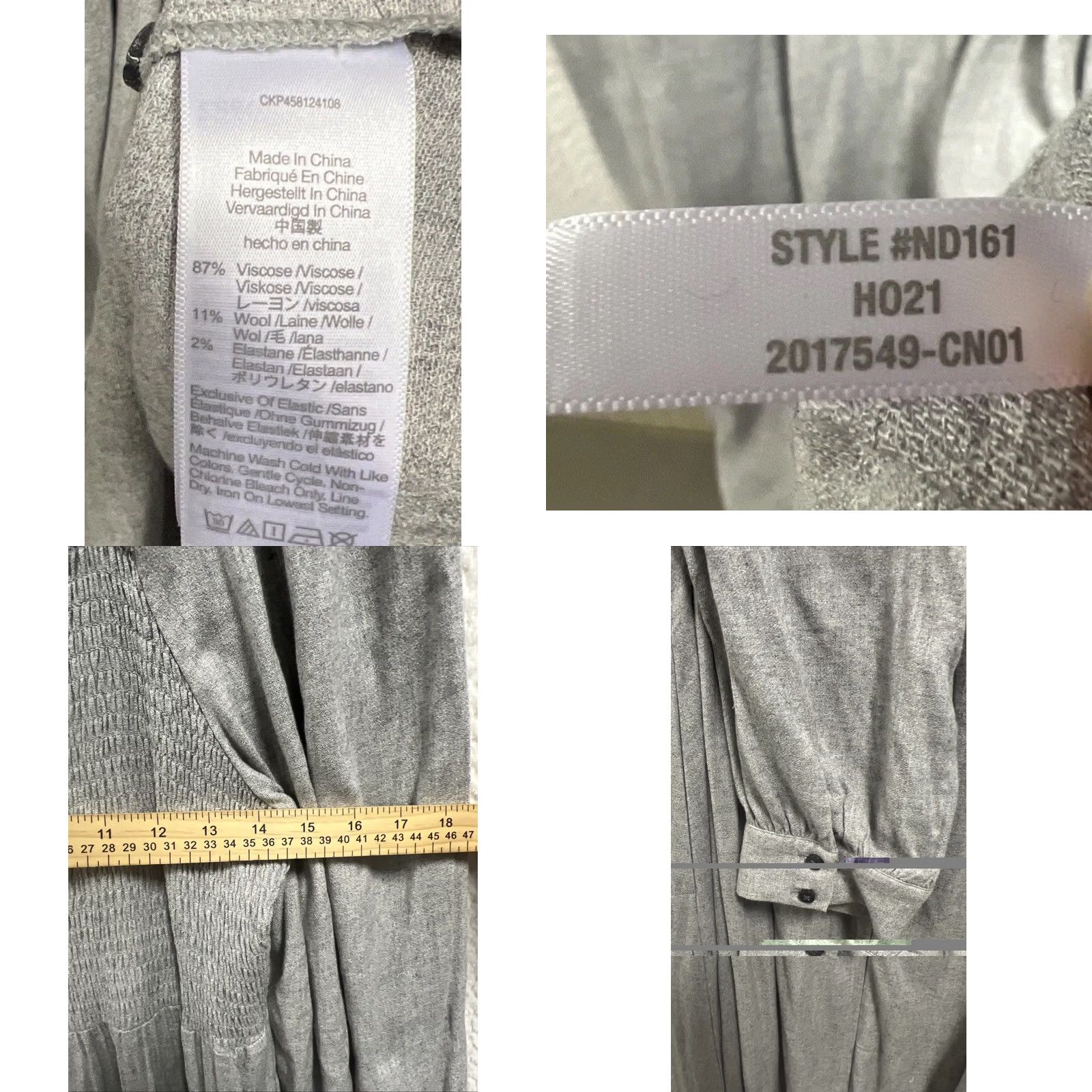 Madewell Madewell Women’s XXL Gray Smocked Midi Dress Puff Sleeve Prairie Cottagecore Size XXL / US 16-18 / IT 52-54 - 8 Thumbnail