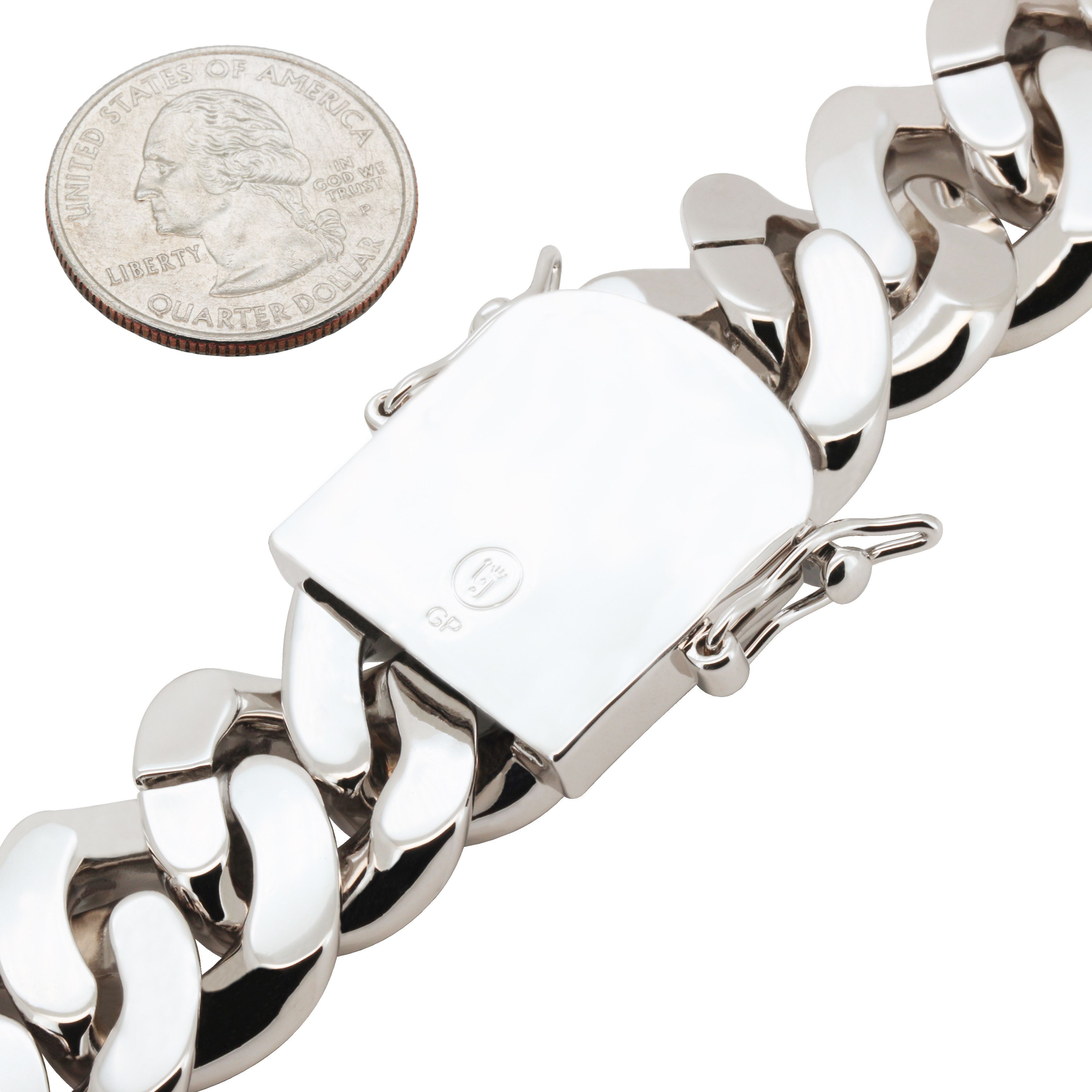 Other 14k White Gold Plated AAA CZ 24mm Cuban Link Bracelet 9” Size ONE SIZE - 3 Thumbnail