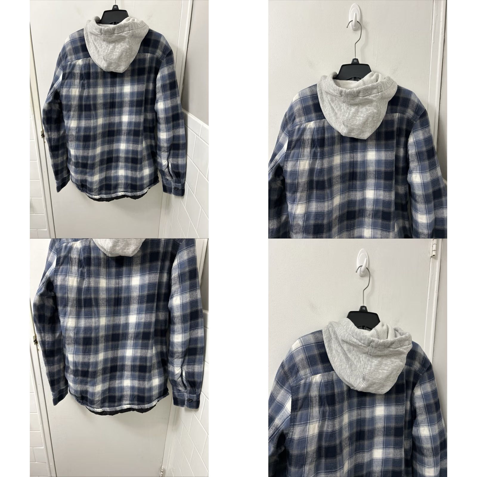 Wrangler Wrangler Authentics Shirt Jacket Mens S Blue Plaid Flannel Hooded Quilted Lined 3-in-1 Jacket Size US S / EU 44-46 / 1 - 8 Thumbnail