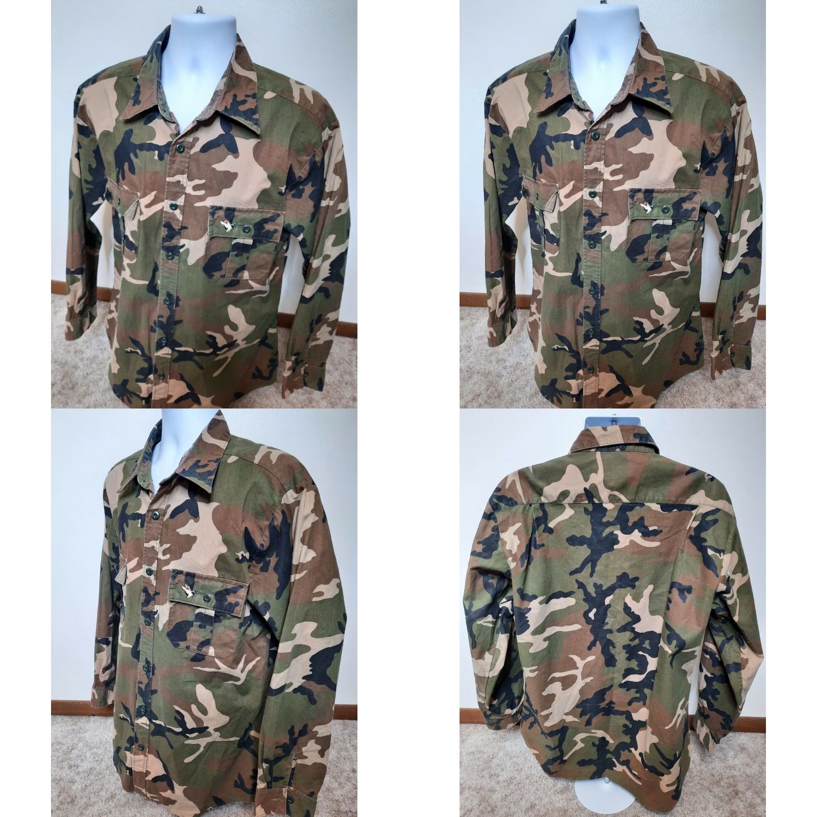 Vintage VINTAGE Winchester Button-Up Shirt Men L Camouflage Camo Duck Hunting Twill Cotton Embroidered 90s Nature Army Outdoors Casual Workwear Mens Size US L / EU 52-54 / 3 - 8 Thumbnail