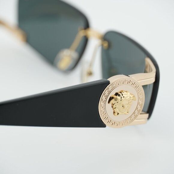 Versace Versace VE2291 100287 Sunglasses Gold/Black Rectangle Frame Size ONE SIZE - 6 Thumbnail
