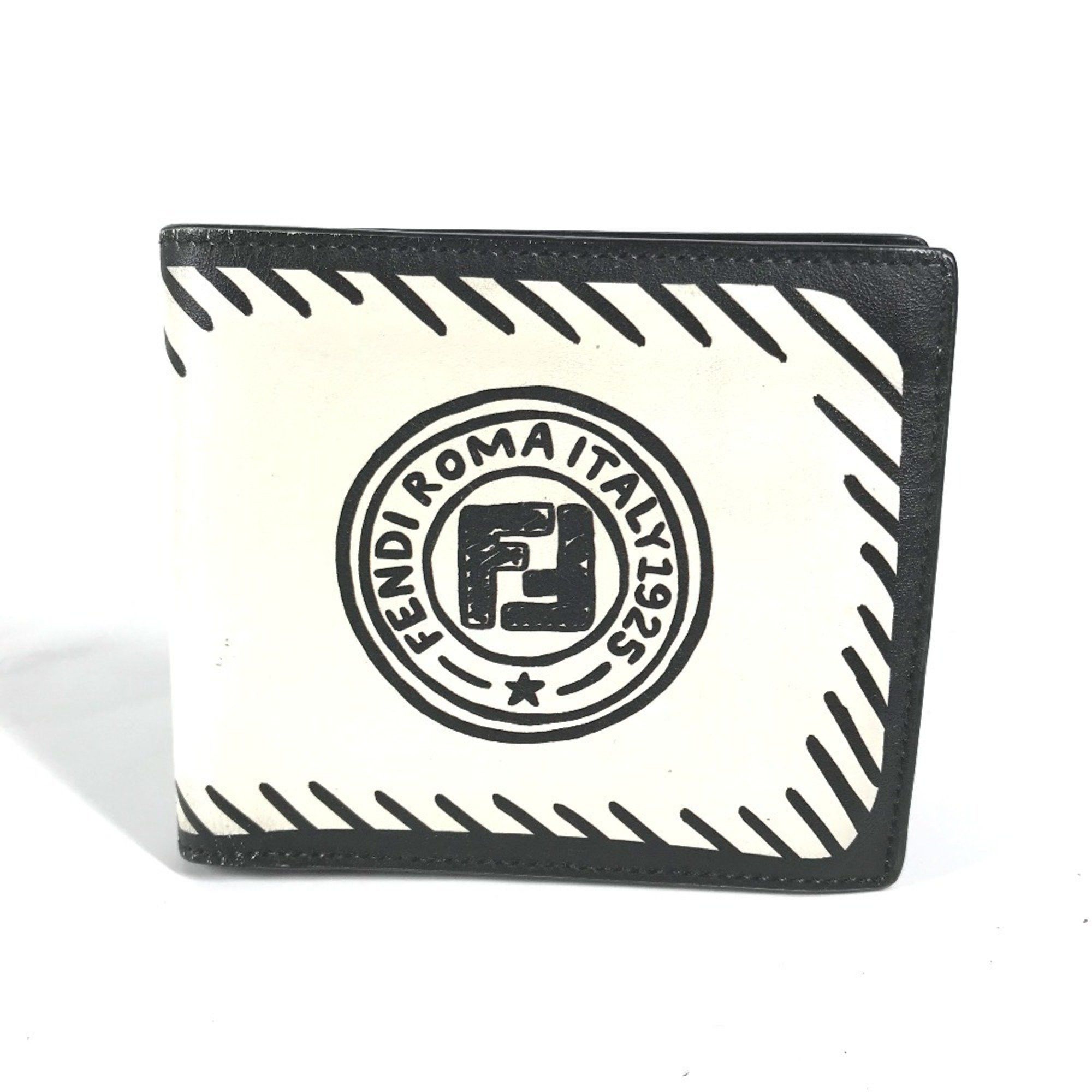 Fendi FENDI 7M0169 Compact Wallet Joshua Vides Collaboration Billfold Bi-fold Leather Men's White Size ONE SIZE - 1 Thumbnail