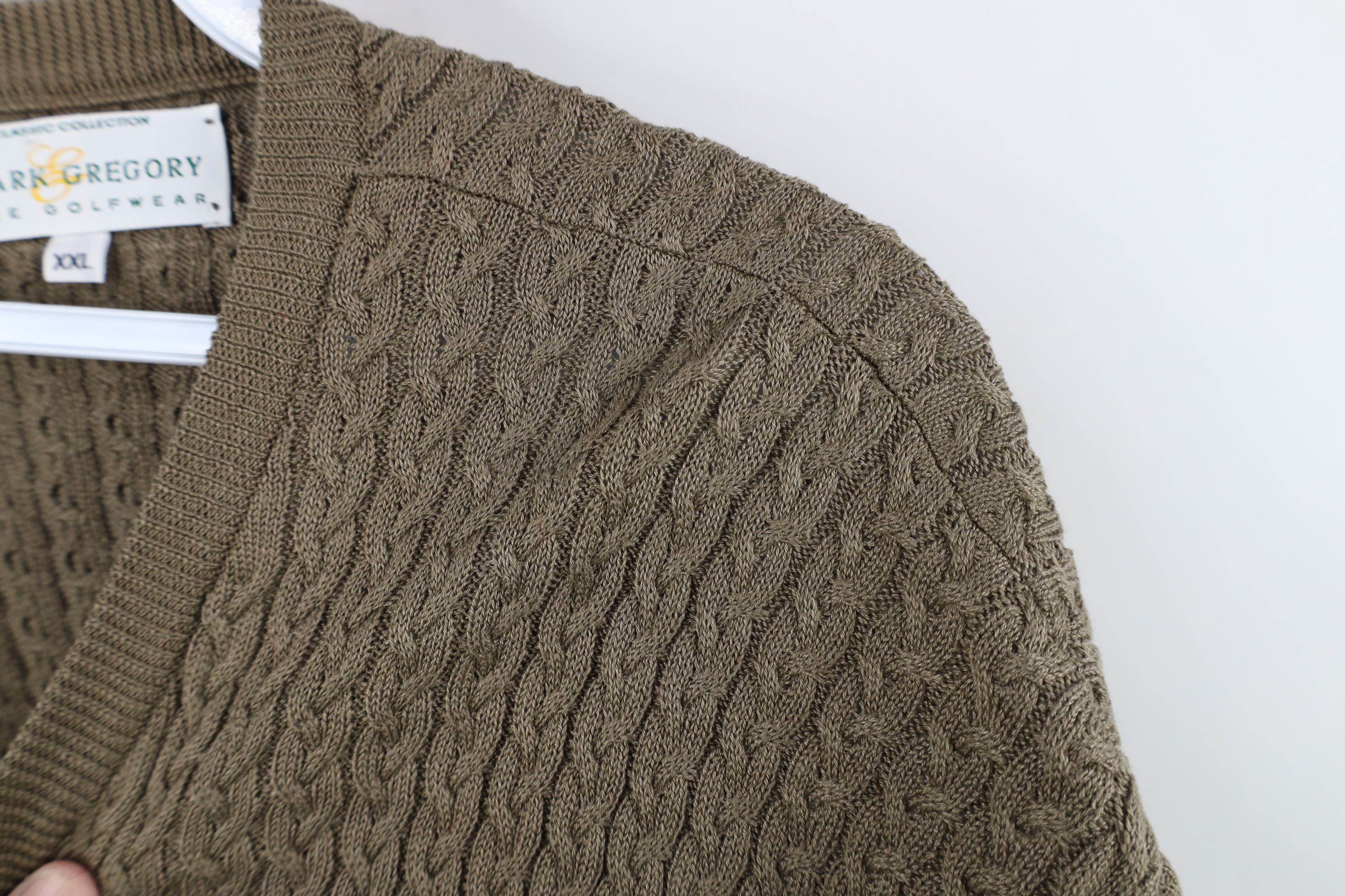 Vintage Vintage 90s Streetwear Cable Knit Sweater Vest Brown USA Size US XXL / EU 58 / 5 - 5 Thumbnail