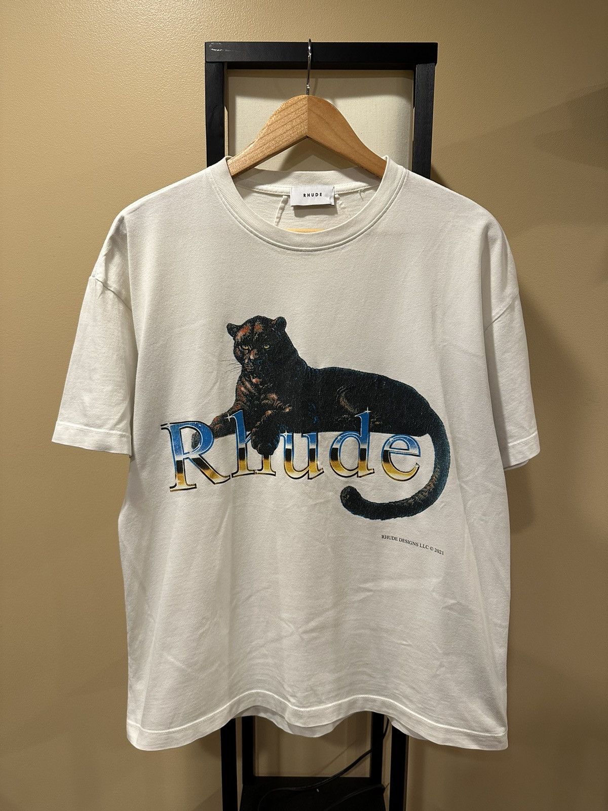 Image of Rhude Black Panther White Ss 2021 Short Sleeve T-Shirt, Men's (Size Small)