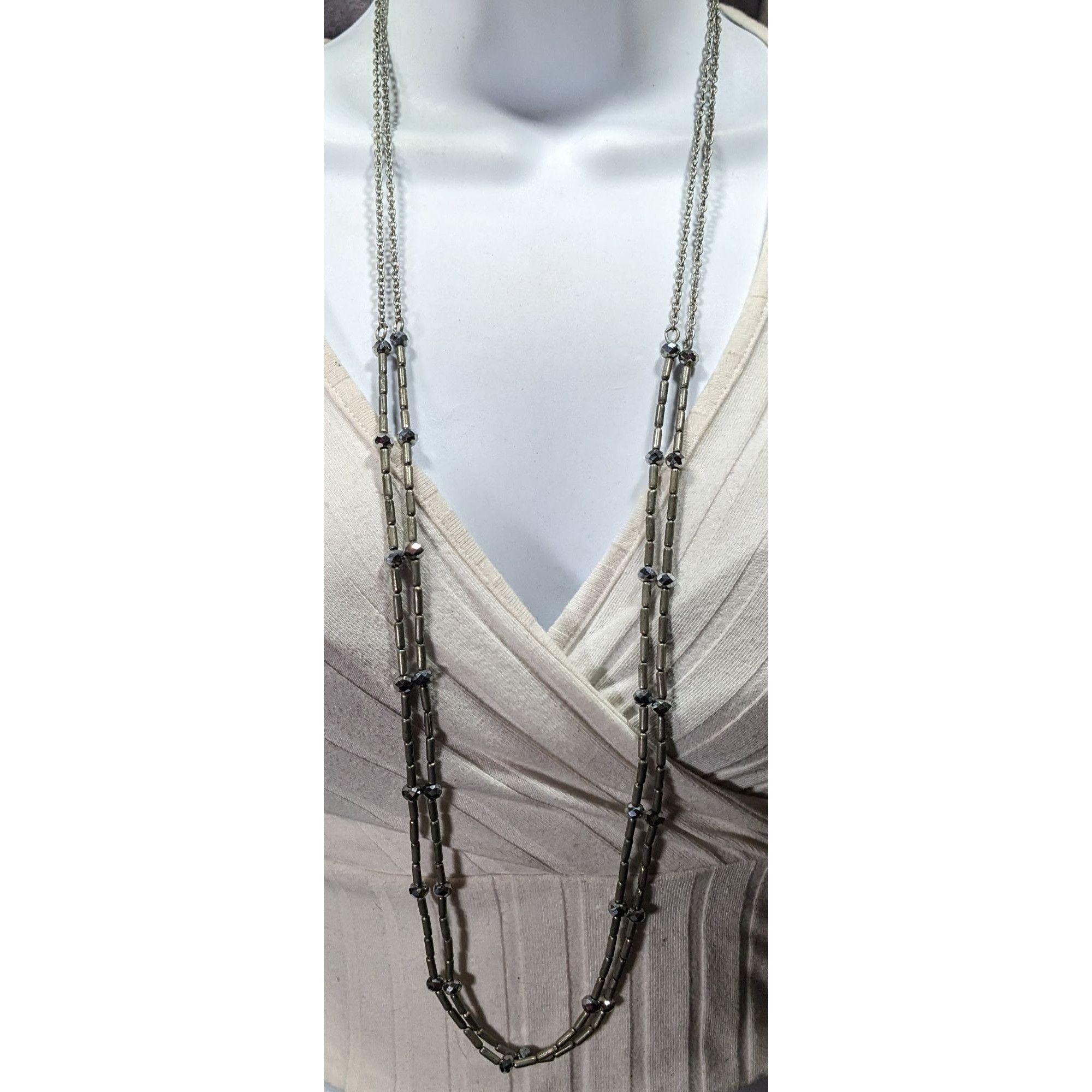 Other Elegant Glam Multilayer Metal And Glass Silver Tone Beaded N Size ONE SIZE - 3 Thumbnail