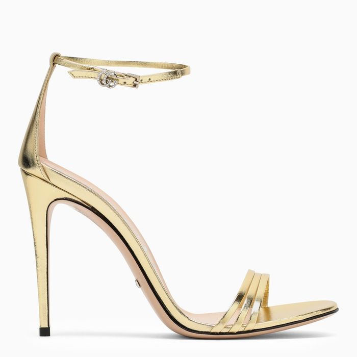 Gucci Gucci Platinum-Coloured Leather Heeled Sandal | Grailed