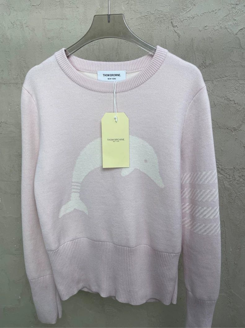 Thom Browne Thom Browne Sakura pink dolphin round neck sweater Size XS / US 0-2 / IT 36-38 - 3 Thumbnail